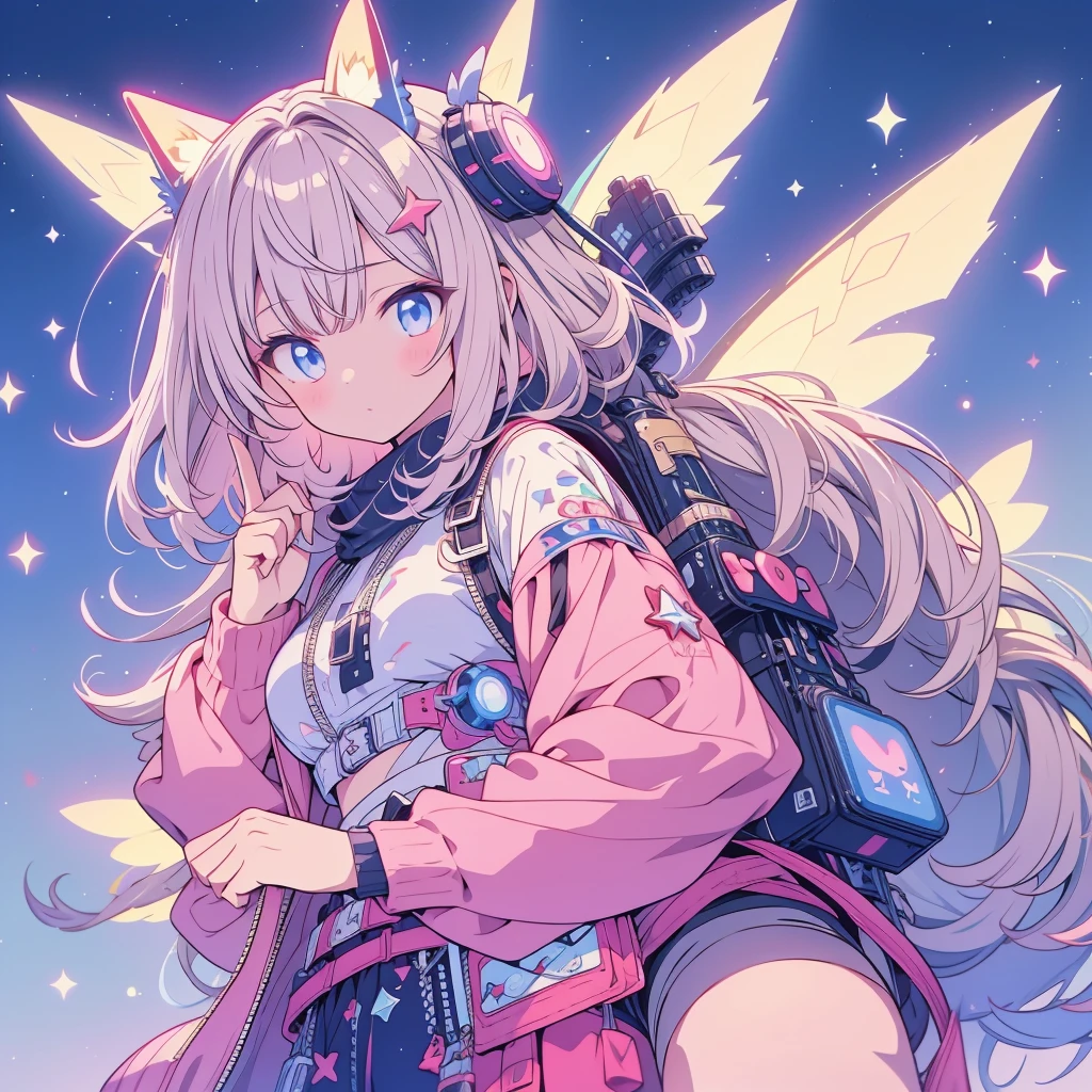 Star Fairy、cyber punk、simple background、kawaiitech