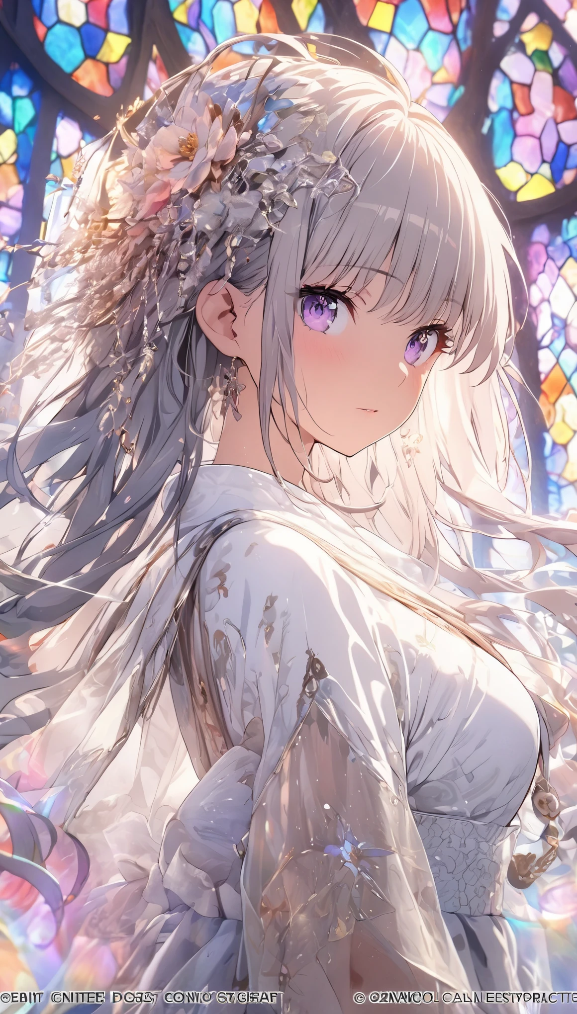 (masterpiece, highest quality, highest quality,official art, beautiful and aesthetic:1.2),(1 girl:1.3), 1 girl BREAK stained glass art, colored glass, Lead wire, Light transmittance BREAK Vibrant colors, intricate design, luminous effect, Spiritual atmosphere、(beautiful anime)