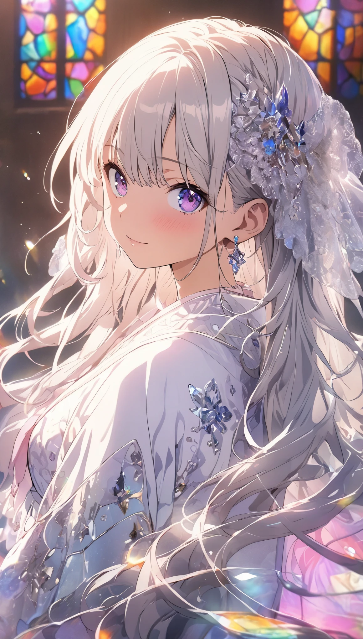 (masterpiece, highest quality, highest quality,official art, beautiful and aesthetic:1.2),(1 girl:1.3), 1 girl BREAK stained glass art, colored glass, Lead wire, Light transmittance BREAK Vibrant colors, intricate design, luminous effect, Spiritual atmosphere、(beautiful anime)
