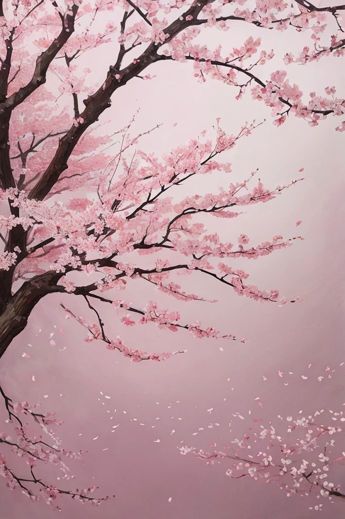 highest quality、delicate drawing、Abstract painting using lots of cherry blossom petals