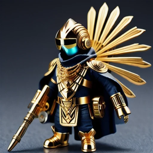 Brilliant Gold Diamond Maya Star（（Rosewood））Copper weapons, Burlap Cloak Mummy Hood Platinum Silk Cyberpunk Light Crossbow Space Station 1:90 miniature models, illustration, Side view, (Side view), Wear gold-rimmed reflective sunglasses, Carrying future weapons, very happy, Side view, whole body, 3d, (Black and white checkered glasses) octane rendering, perfect appearance, Collagen protein（（（denim）））