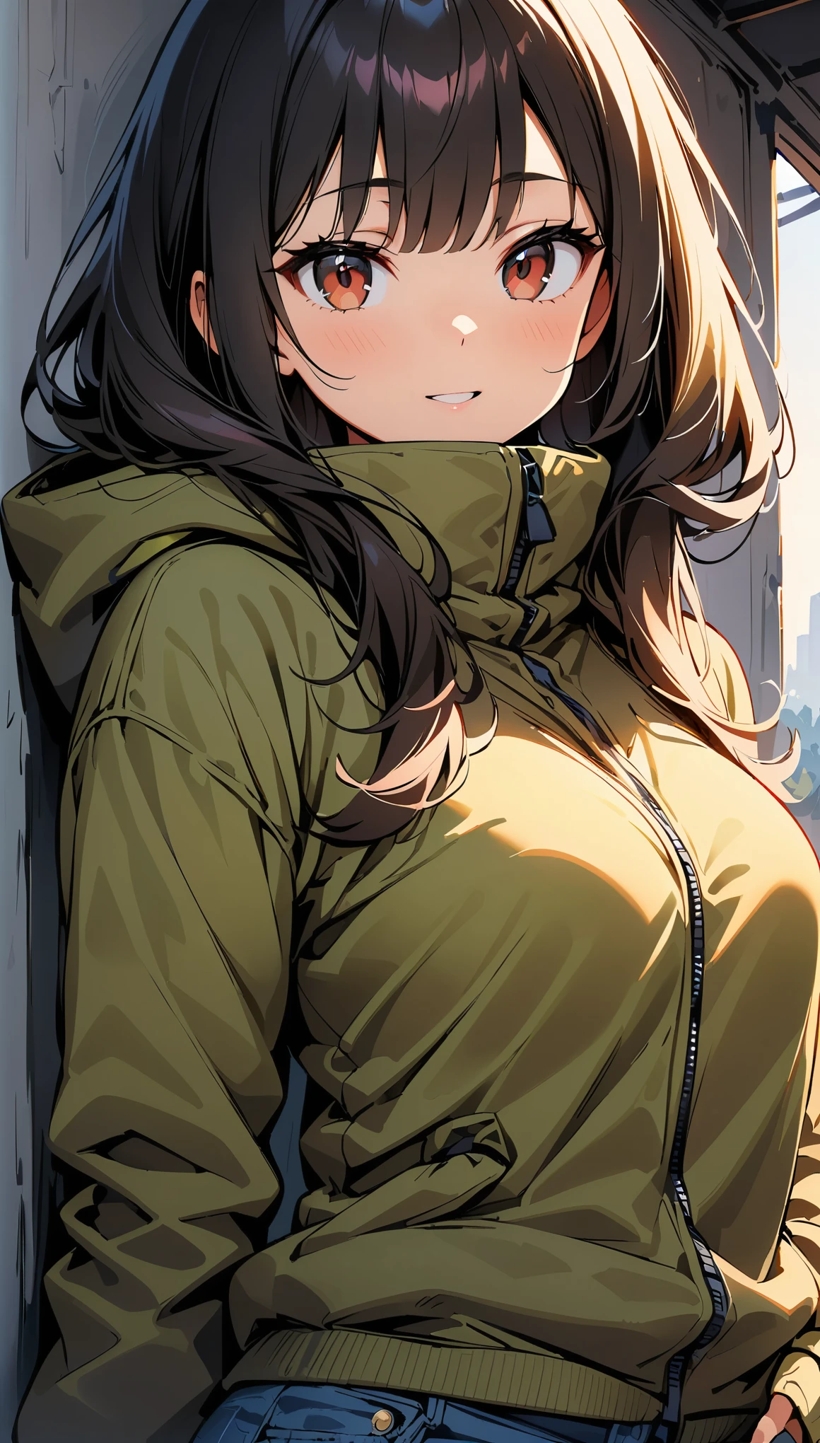 black woman in military attire. Brown hair, brown eyes, in desert