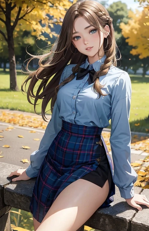 Beautiful -yeld gidressed as a schoolgiring her skirt, bragas blancas