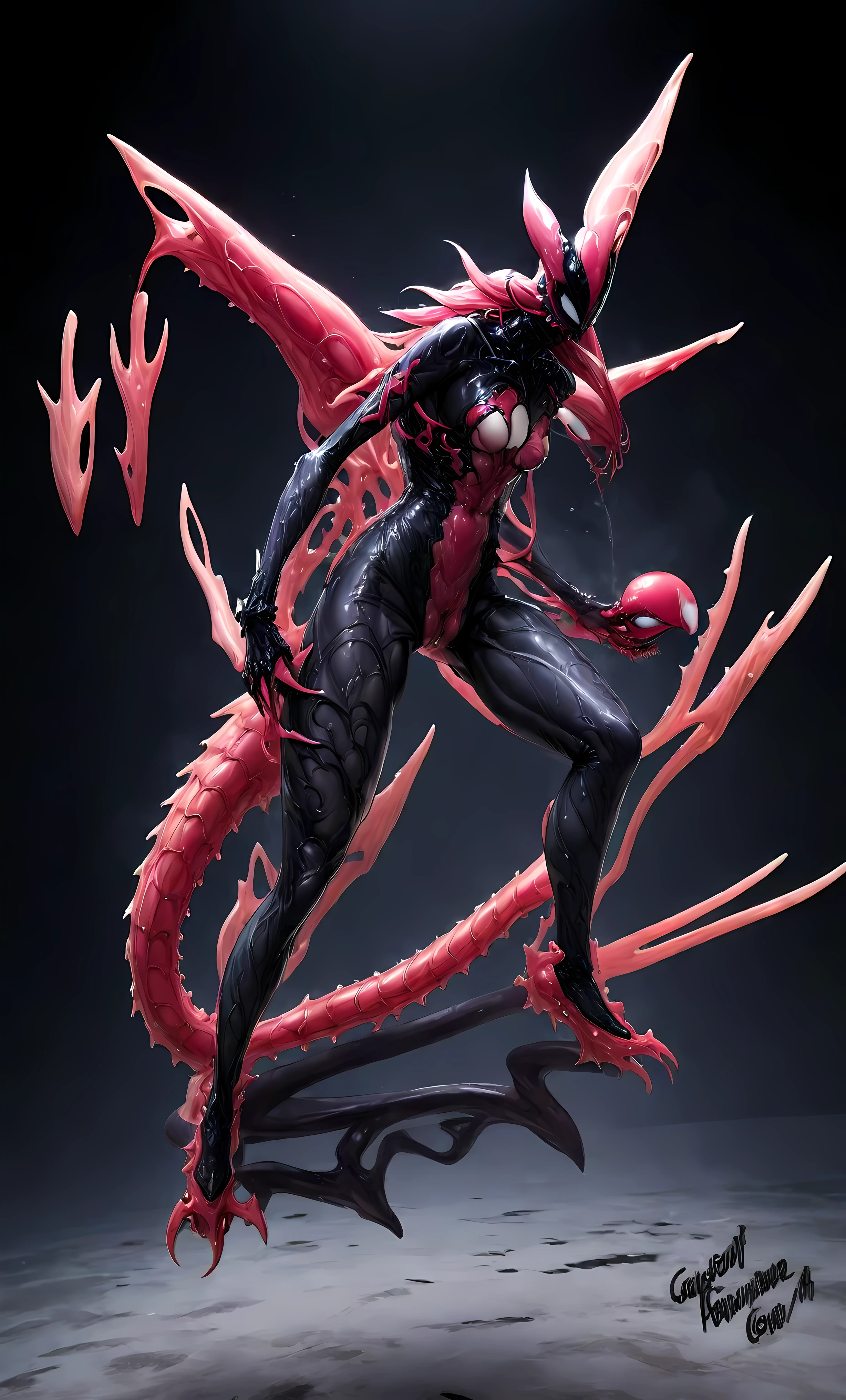 Full-body concept art, 1 woman, dragon full body suit, evil fall, phantomization, violating vagina, zodiac girl, symbiote, carnage, biological unit, tentacle clothes, high image quality, high detail, HUD, real, 16K