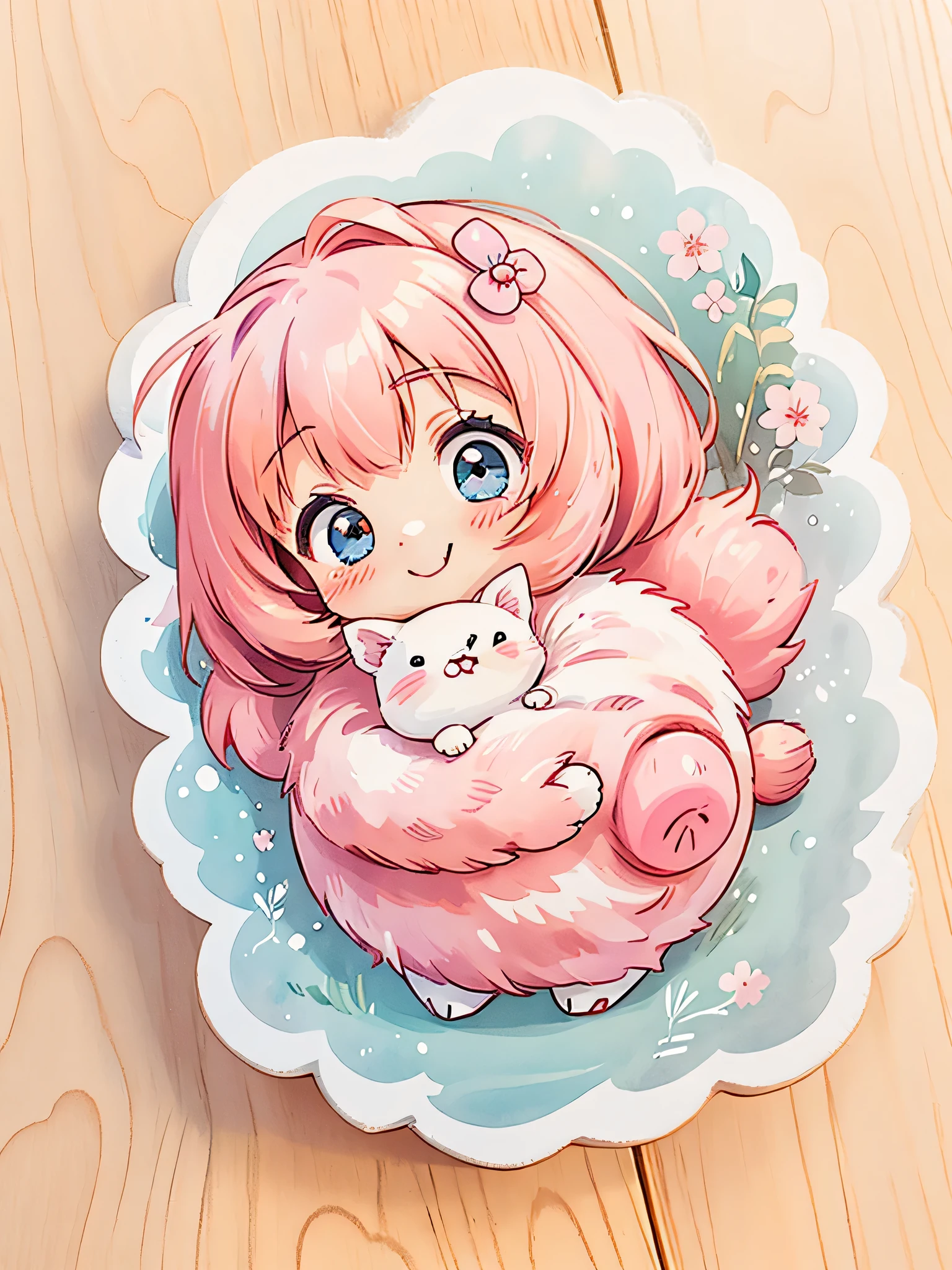 Momoko Sakura style、 Kawaii Design, most beautiful girl ever、Chibi, bob hair、cute animals、best smile