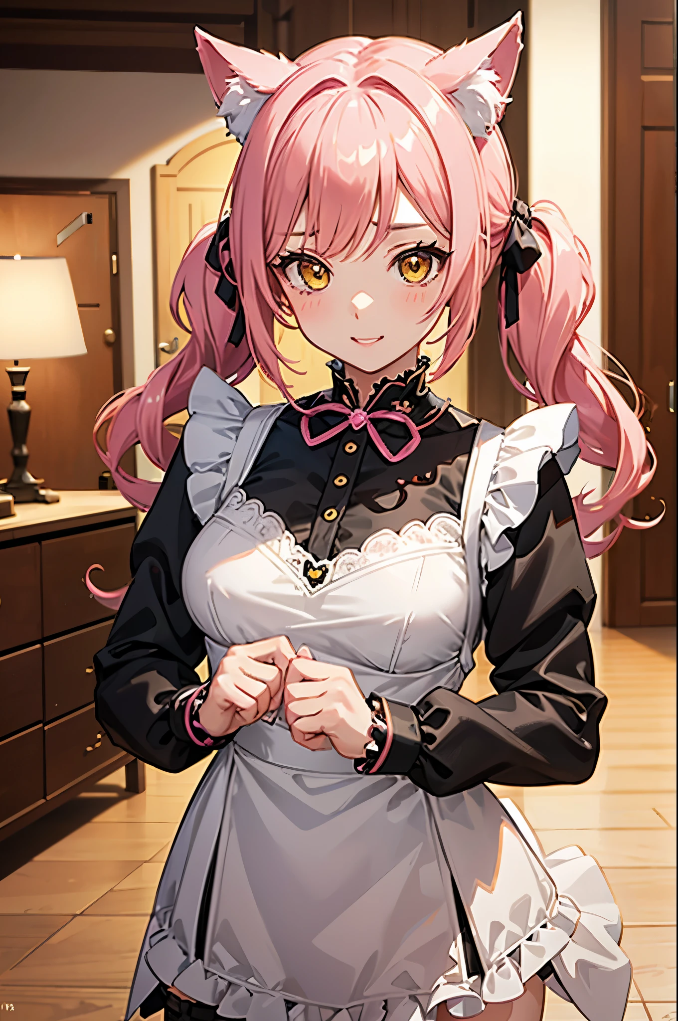 best quality, (chef-d'artwork:1.2), Very detailed, debout, Rue,
1fille, Seulement, akatsuki minami,
regarder le spectateur, Closed mouth, SOURIRE, slight redness,
yeux bleus, cheveux bruns, queue de cheval, arc de cheveux, Sans manches, ((fille dominante, jupe en latex, chemise en latex)),(superior_corps)