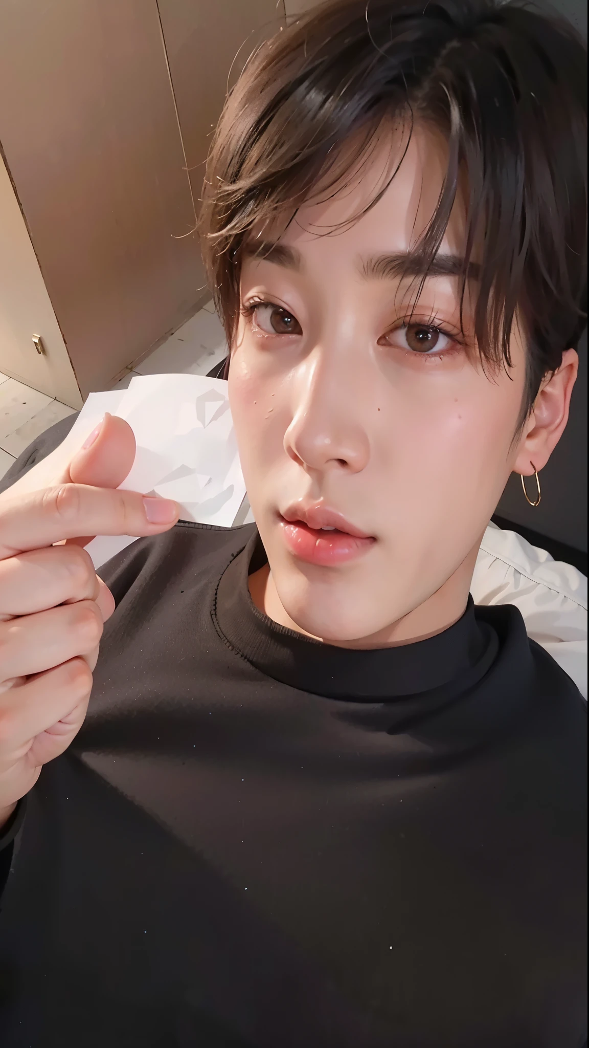 There was a young man holding a piece of paper., Jungkook, Hyungtae, Jimin\Swollen right eyelid, Jimin, wan's Korean face is so cute, Taejoon Kim, Jinyoung Shin, park Jimin, ten li, 8k!!, 8k!, black hair yoongi, Hong Jun Hyung, Kim Doyoung, Cai Su Kun, Shin Jongho