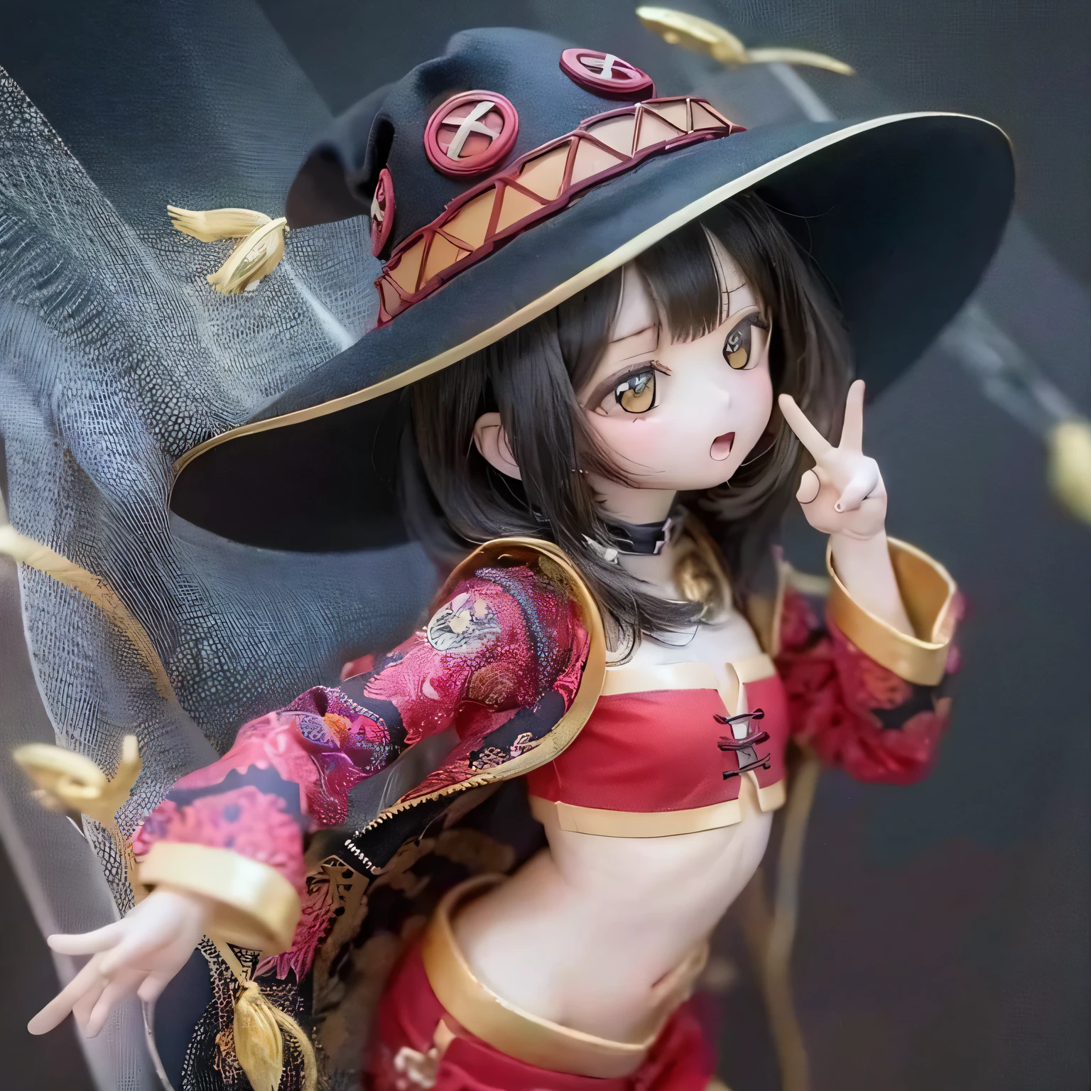 Chibi Contrapposto Big Hat Flat Chest Megumin Girl Photorealistic