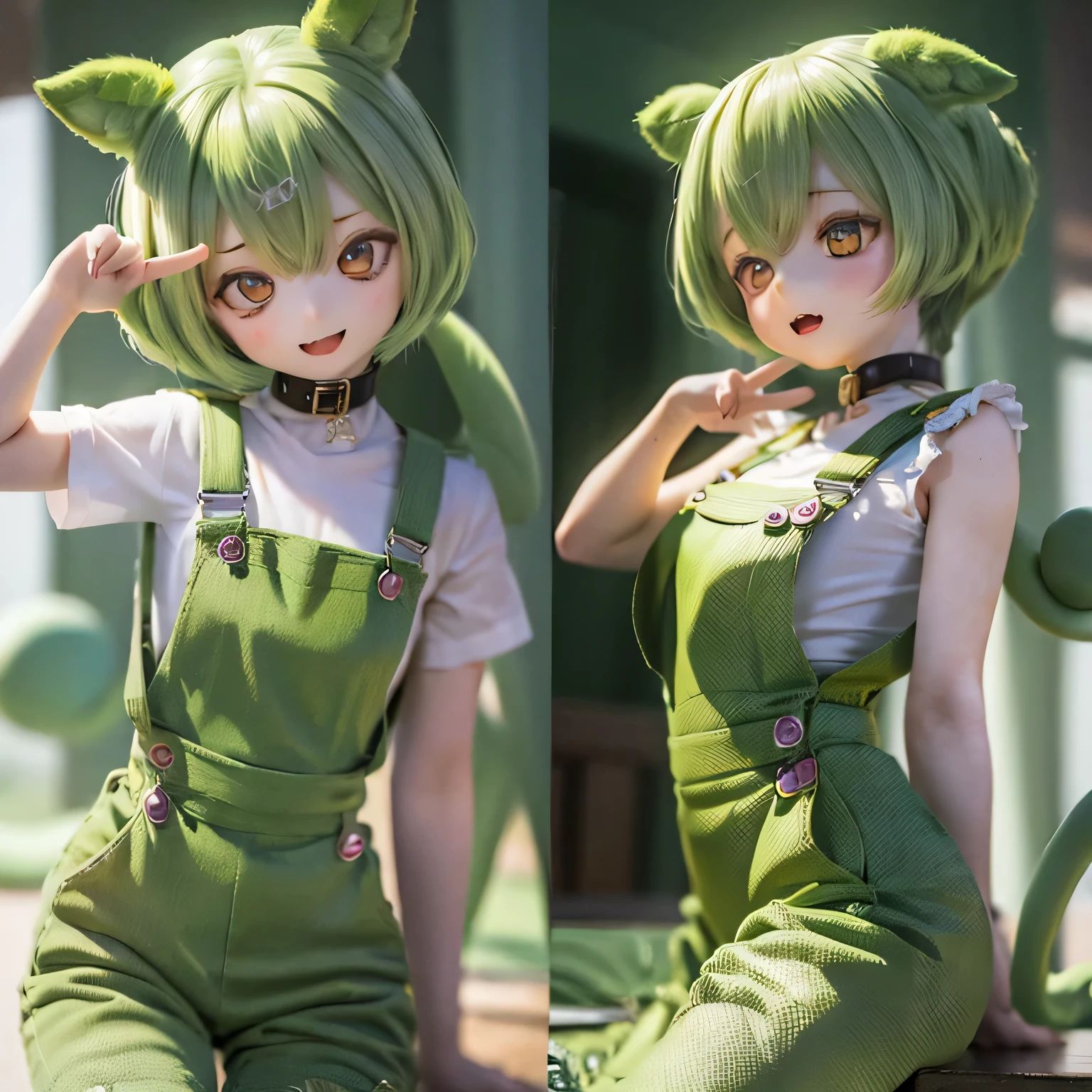 ,(illustration),(((In town))),(best quality,ultra-detailed,highres),(vivid colors),(smug face),((((((chibi)))))),(green hair),(open mouth),(nude)Zundamon's hairstyle full body ,(smug face),(((((chibi))))),(green hair),(white blouse),(((((8green color Bugy overalls)))))doyagao