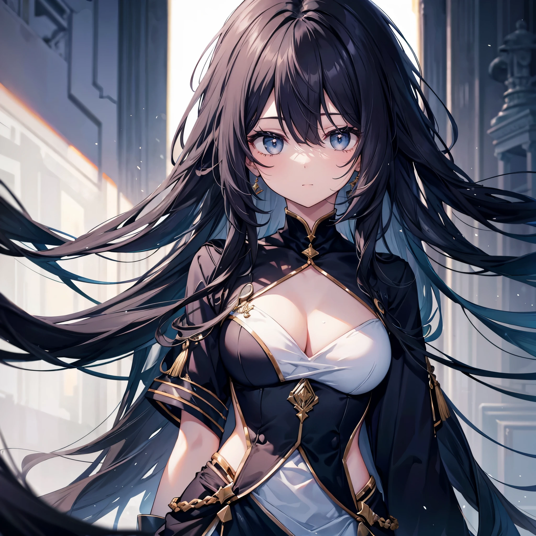 Beautiful, Detailed body, HD, 4K, High quality, High resolution, Primordial Entity, Female, Black void, 1 girl, Black hair, Bangs, Faceless, Creature