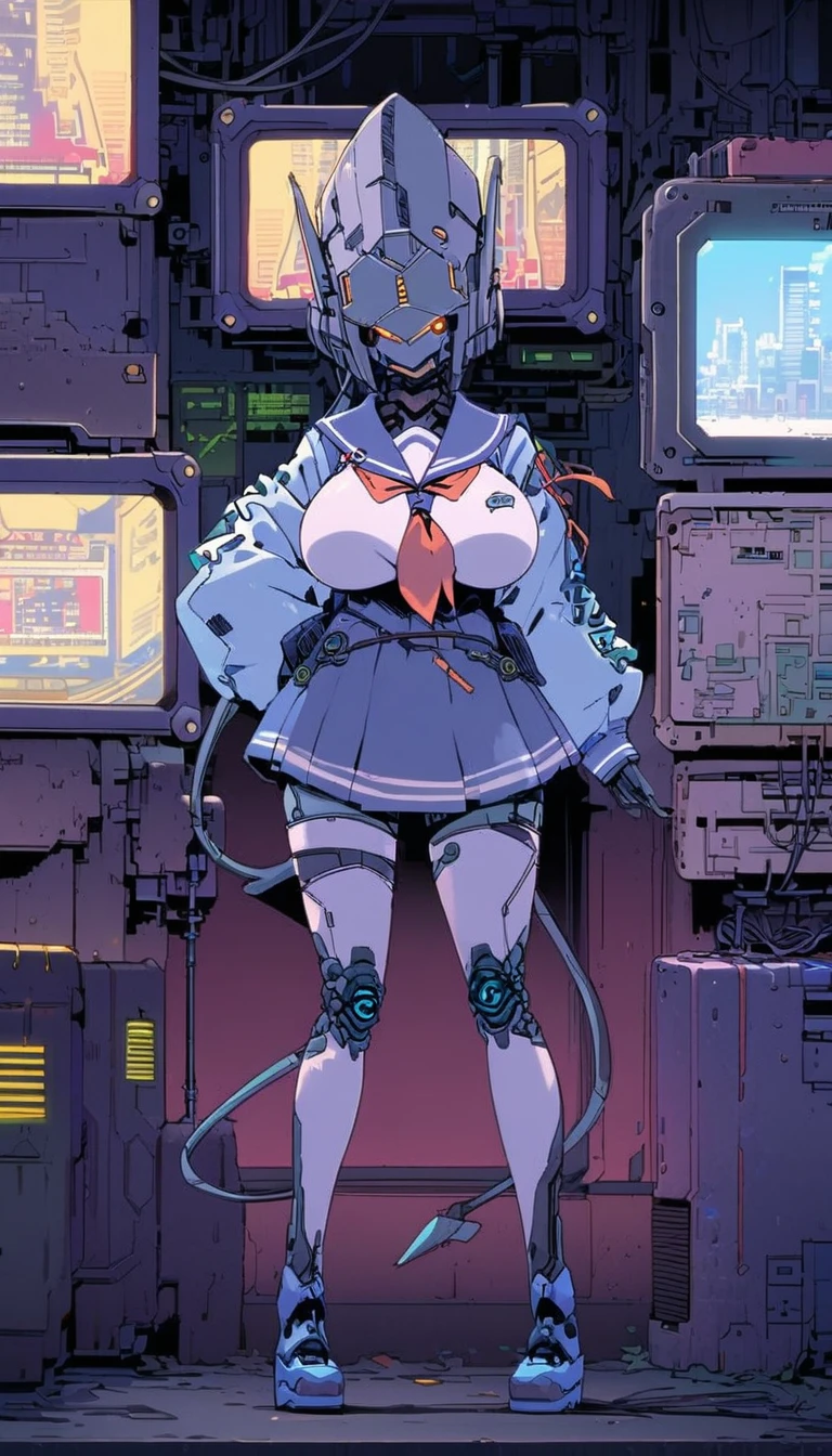 from below,Anime-style illustration of a nude woman, squat, Big Breasts,There is a cleavage,Pointed nipples,Raised genitals,Have pubic hair,Cyberpunk Anime Girl Mecha, perfect Anime Cyborg woman, ghost in the Shell&#39;Art Style, Anime Cyborg, Git anime, Git, A mix of anime robots and organic matter, Digital Cyberpunk - Anime Art, ghost in the Shellスタイル, Cyborg Girl, She is completely nude and looks seductively at you.,