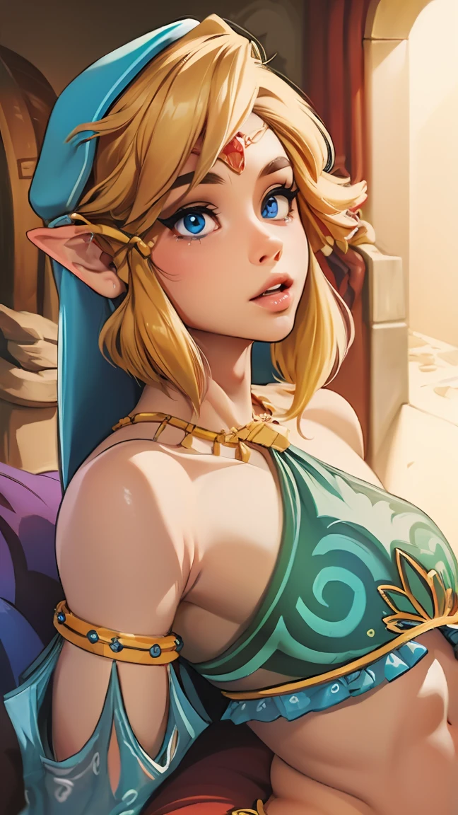 ((masterpiece)), ((best quality)), (detailed), perfect, solo, link, gorgeous boy, luscious lips, blonde hair, sexy,
