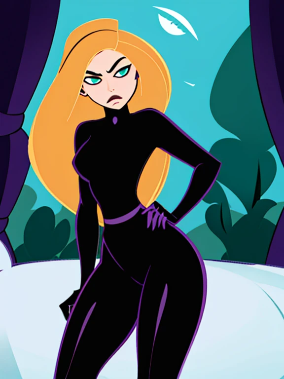 Beautiful, masterpiece, Best quality, very detailed face, moonlight, young woman, perfect body, seductive, pomade, I look at the viewer, wide hips, Medium breasts, blonde,Long flowing hair, lip shape:ruby, (Body shape:Scales, ), see-through peignoir,Black peignoir, young woman horny, full length, lying on the side, Sexy, Bedroom.