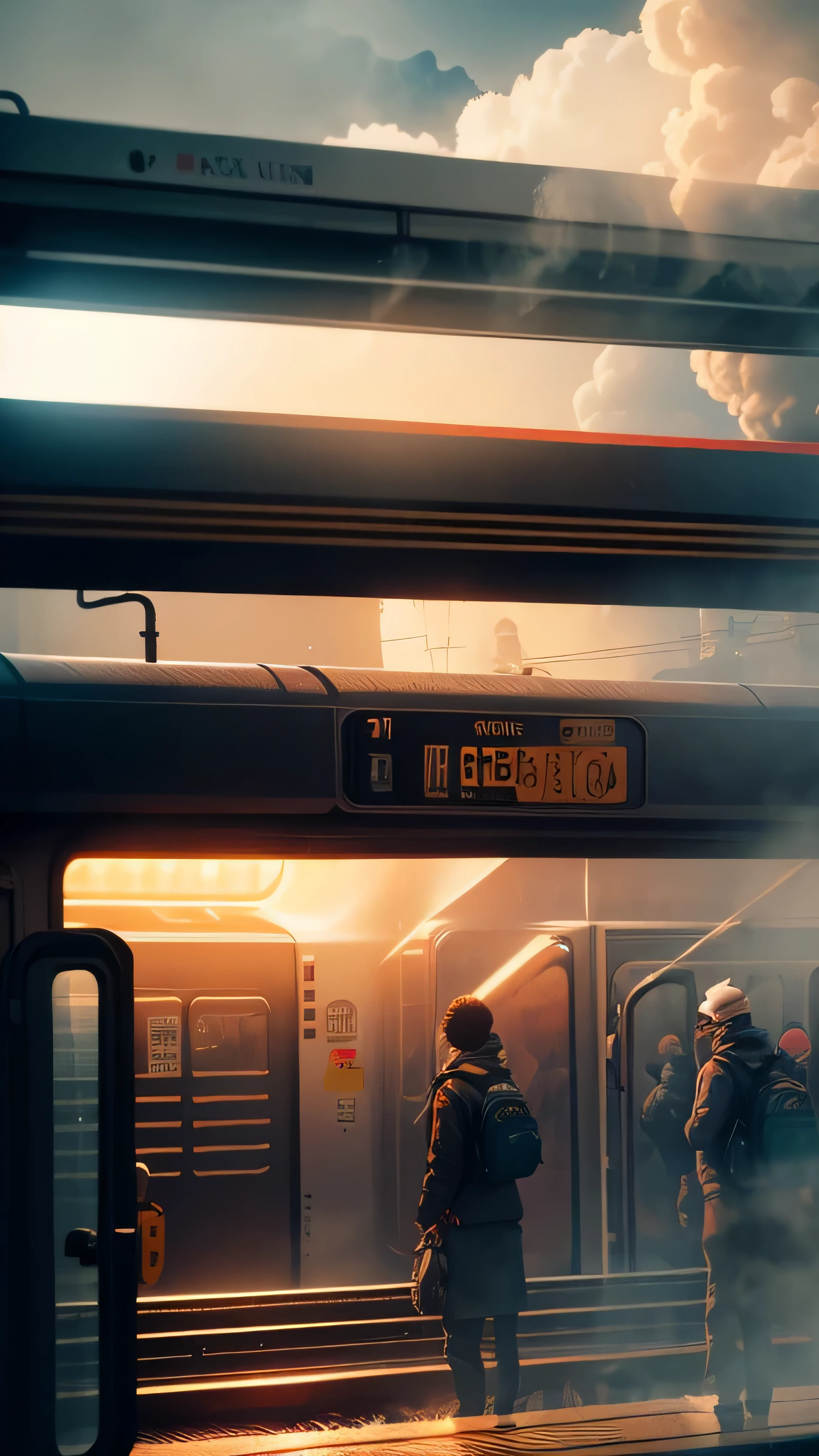 the subway is on fire, smoke, 8k
