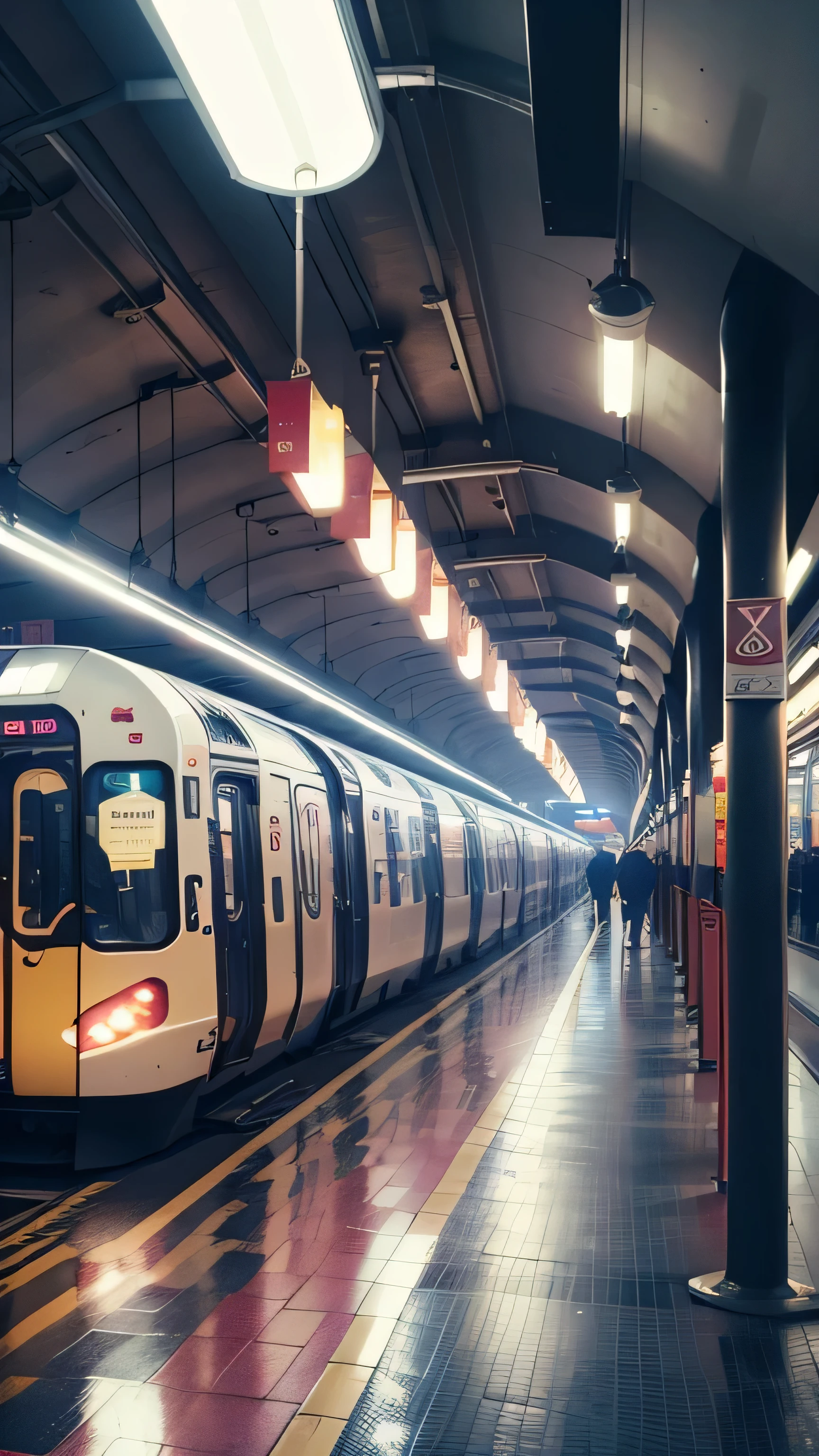 the subway is on fire, underground station, smoke, 8k