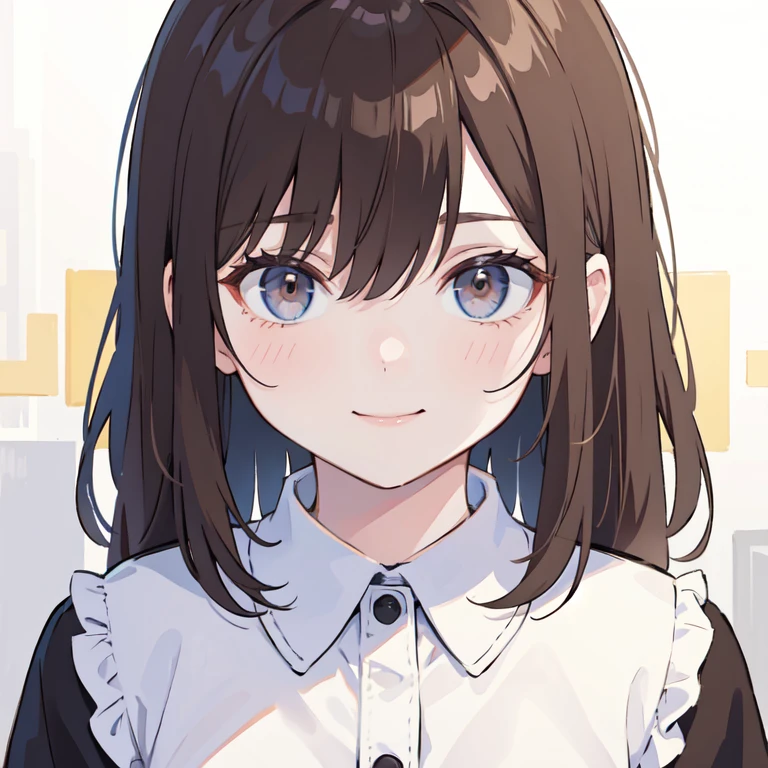 masterpiece, best quality, ultra detailed, highres,8k,BREAK,20 years old,girl,brown hair ,face focus, smile,