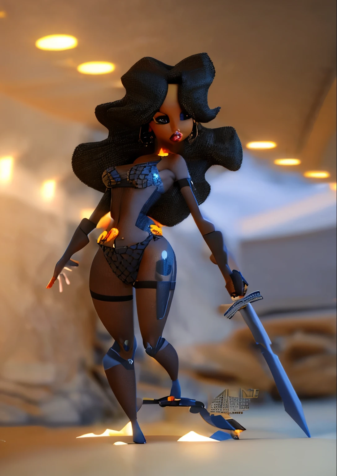 Um recurso 3D de um mulher, African American woman with high polygon texture and LOD.