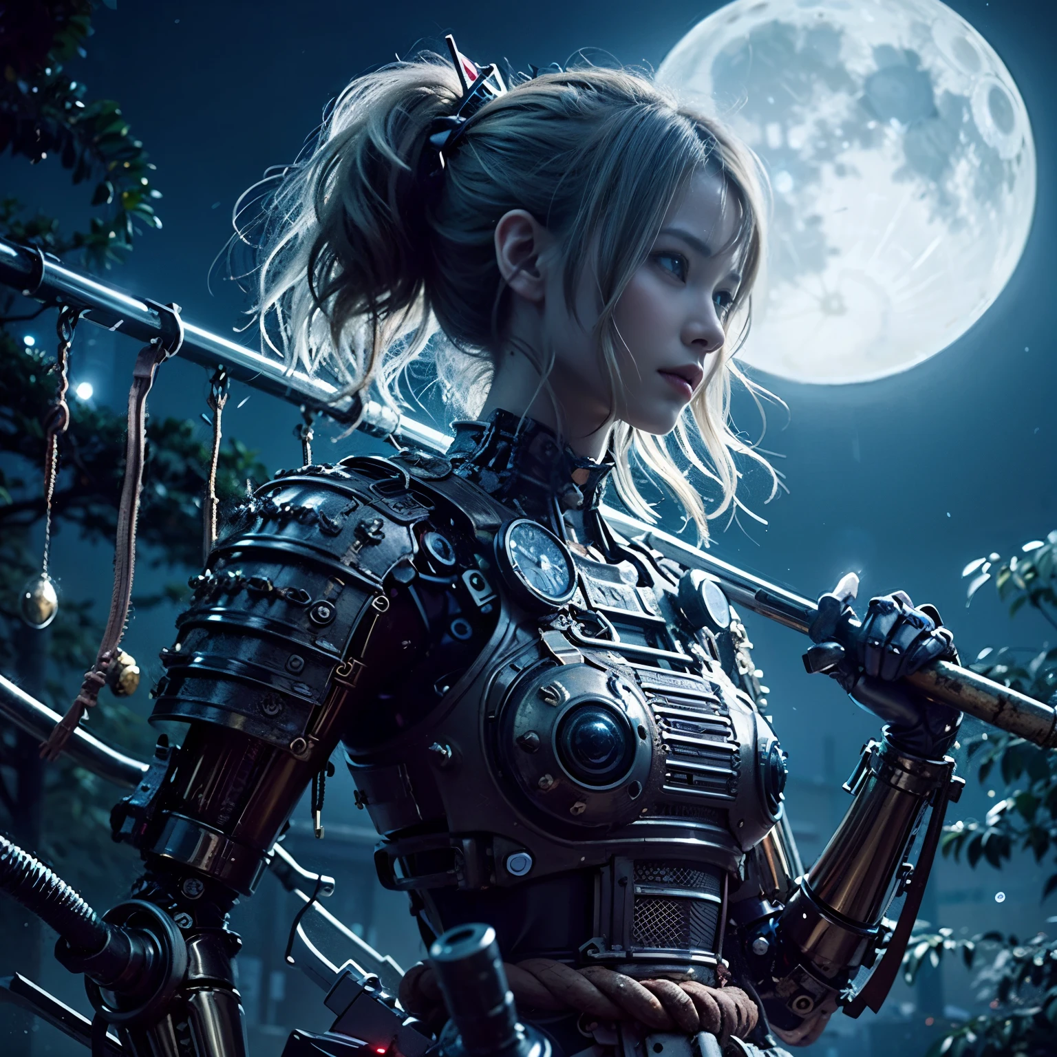 (top-quality:1.2, masterpiece)、ultra high resolution、extremely ultra surrealism, (Photorealsitic:1.4)、Raw photo、(Steampunk Battle Cyborg fallen angel)、large wings made of metal、black porcelain body、red hair、glowy skin、1 Cyborg girl、(mechanical frame:1.3)japanese, extremely cute face, ((super realistic details))、portrait、globalillumination、Shadow、octan render、8K、ultrasharp、character edge light、Details of complex ornaments、Acrylic Clear Cover、Sumerian details、Hydraulic cylinder、Small LED lamp、highly intricate detail、Realistic light、a purple eye、radiant eyes、Facing the camera、neon details、cowboy shot、Futuristic headgear、About Cyberpunk