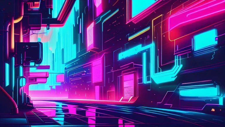 uma pintura digital de uma mulher com cabelo azul, arte cyberpunk de Josan Gonzalez, Vencedor do concurso Behance, afrofuturismo, synthetic wave, Neon, glowing Neon