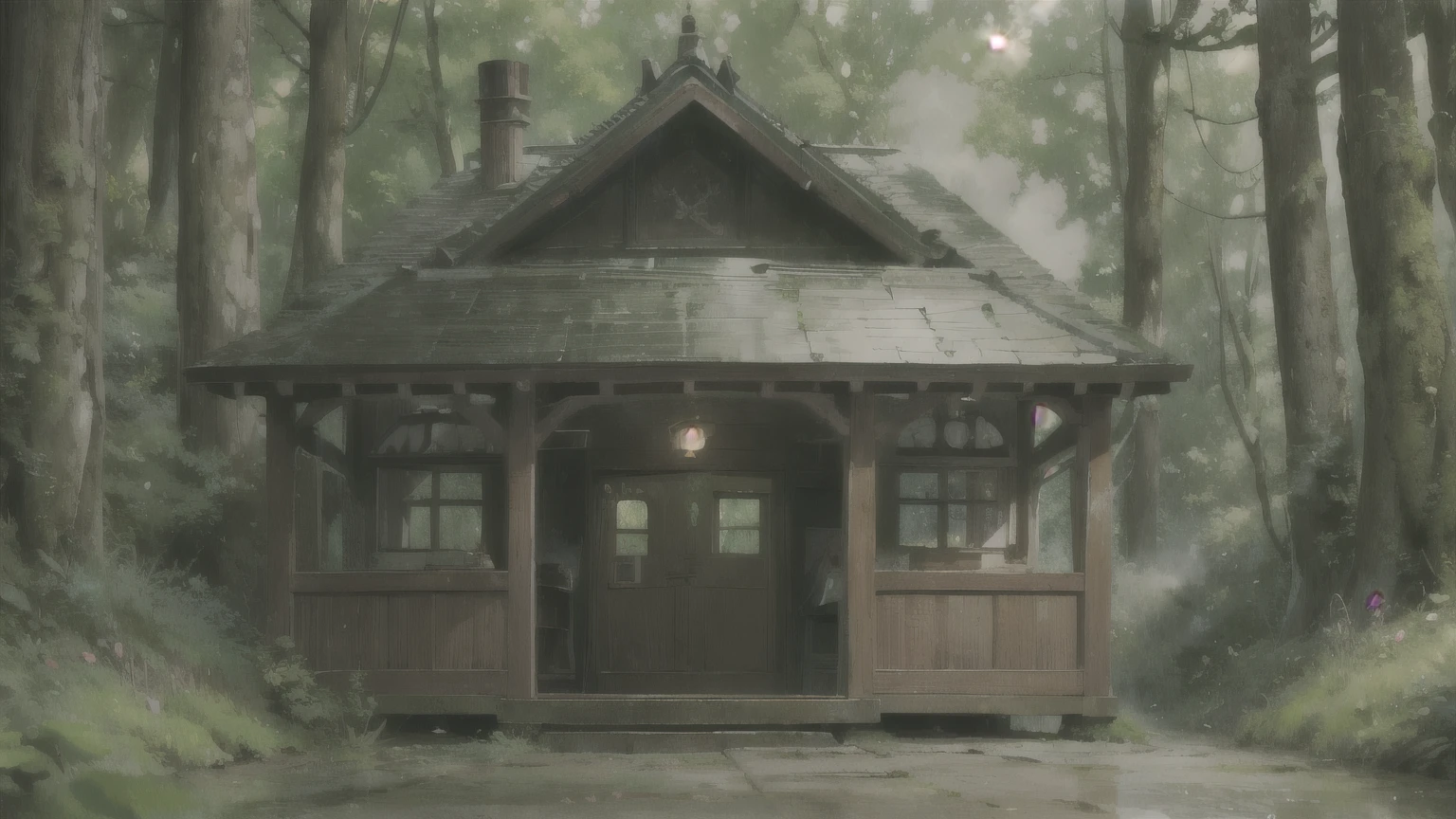 In the heart of a dense forest, Miniature train station comes to life under the watchful eye of macro photography. Every intricate detail of a country station, From weathered wood to polished tracks, Against a lush green background、Emerges clearly. A scene where gentle steam rises from the chimney of a miniature train、The scene begins to move。, Create an ethereal dreamy atmosphere.

In the calm silence, Lonely deer, Wiggling ears in alertness, Lurking nearby. A deer&#39;s graceful form captured in astonishing detail, Its fur is a picture-perfect mottled pattern against the forest floor.