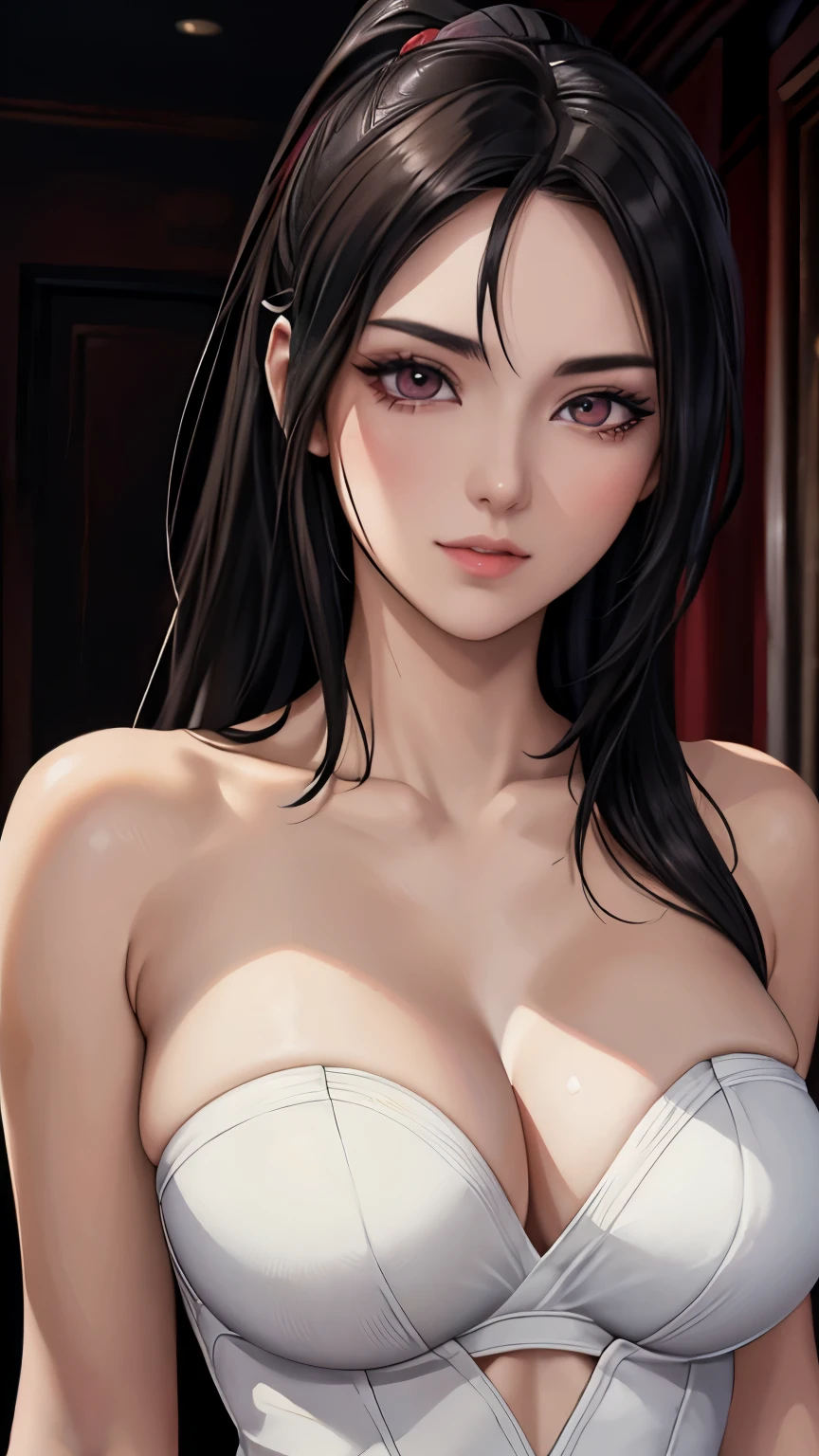 red eyes, (highest quality, masterpiece painting:1.3), immature woman, ************, (half body shot), masterpiece, ultra high resolution, (Photoreal:1.0), black hair, ponytail, straight hair, beautiful shining hair, white and shining skin, ((Ultra realistic details)), octane rendering, highly detailed face, ,(small breasts:1.0), ((vampire)), ((complete naked:1.2)),((botomless:1.2)), ((Creampie)), ((vaginal)),((much white fluid from vagina:1.2)), ((emphasize the pussy:1.2)), ((excessive cum)),((vaginal, sex)), ((supright straddle:1.2)), from side,((pretty pussy:1.2)), ((pussy juice)), (((Piledriver))),(((vaginal ejaculation))), (((cum on body, bukkake:1.2))), cleavage, perfect body, soft skin, anime face, perfect face, perfect eyes, looking at the viewer, smart, deep in the night, ((fantastic night)), ((bedroom)), sharp focus, intricate details, professional artwork, (bright colors:1.1), bright colors, diffused lighting, digital blending, ultra-definition body, ultra detail hair, super detailed face, that&#39;It&#39;s trending on pixiv, top button open, Cute gaze, compensate, perfect lips, perfect compensate, Ultra-precision coating,  (glare :1.0)