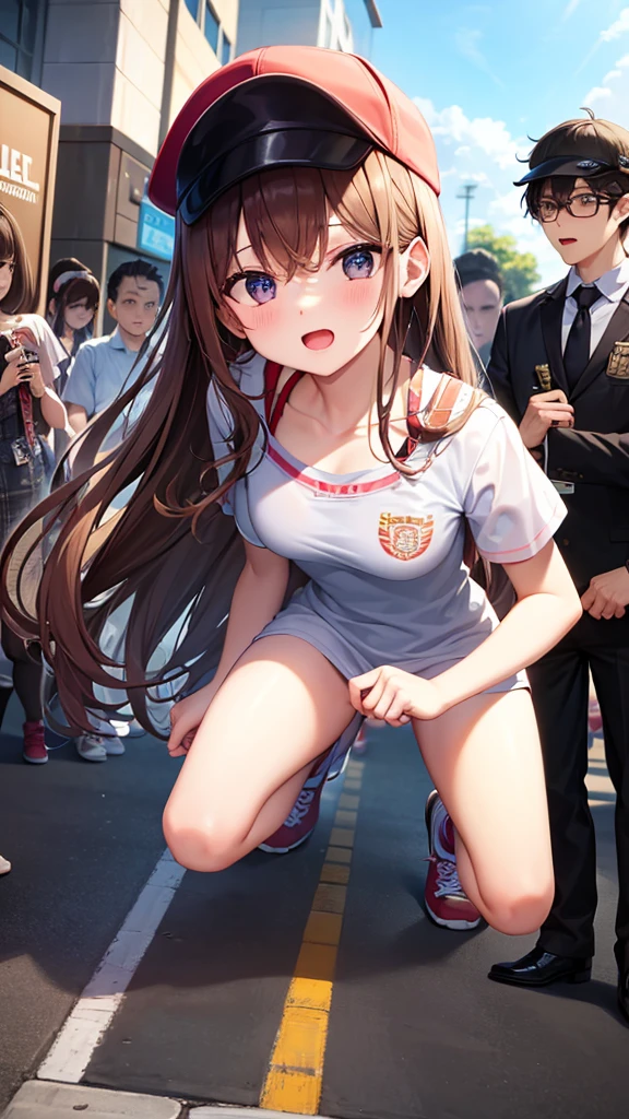 a thick-legged teenage student being raped on a abandoned warehouse by a group of boys, brown hair, long hair, ella intenta escapar pero esta siendo sometida y atacada, sexo, semen en el cuerpo, crying