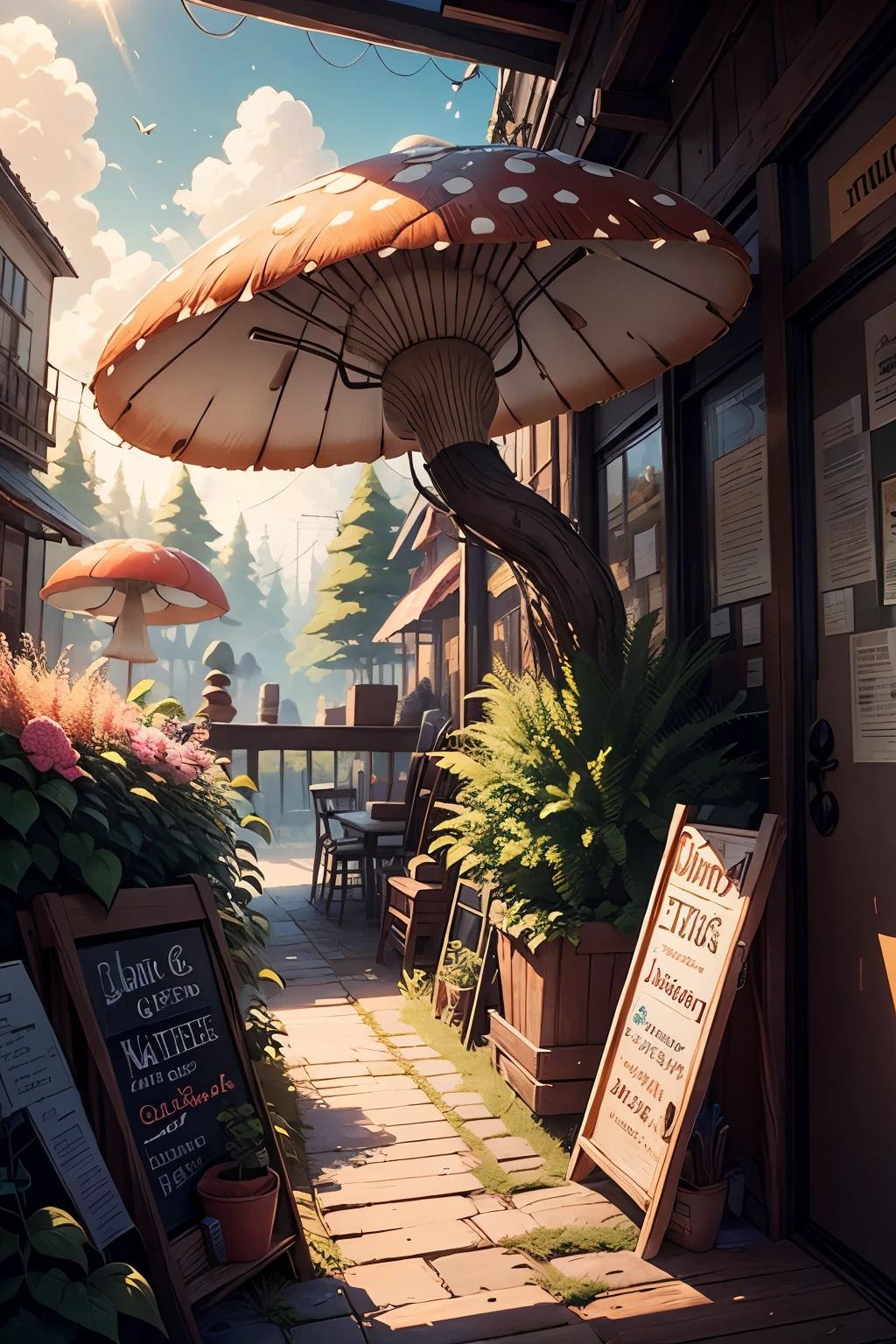 mushtown,giant_mushroom,mushstore,sunshine,coffee_shop,