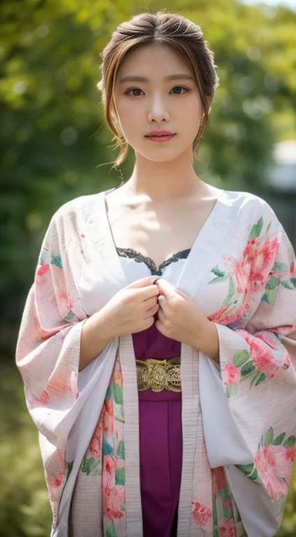 ((of the highest quality, 8K, masutepiece: 1.3)), Beauty, 1 Japan Girl, Big: 1.3, dark brown hair, (Open legs: 1.2), detailed face, very detailed lips, Detailed eyes, Double eyelids, yukata, Sweaty skin: 1.2