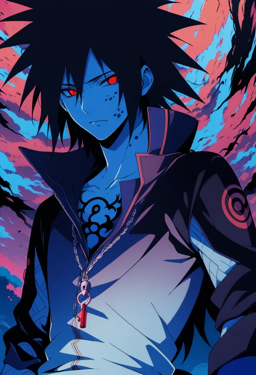 1boy, Madara Uchiha, Naruto, One of the most powerful and legendary villains in the Naruto universe, known for his mastery of the Sharingan and his role in founding the Hidden Leaf Village, (masterpiece), (best quality), (ultra-detailed), very aesthetic, illustration, disheveled hair, perfect composition, moist skin, intricate details, anime artwork, anime style, key visual, vibrant, studio anime, highly detailed, Anime line art, lineart, line art, flat colors, flat color