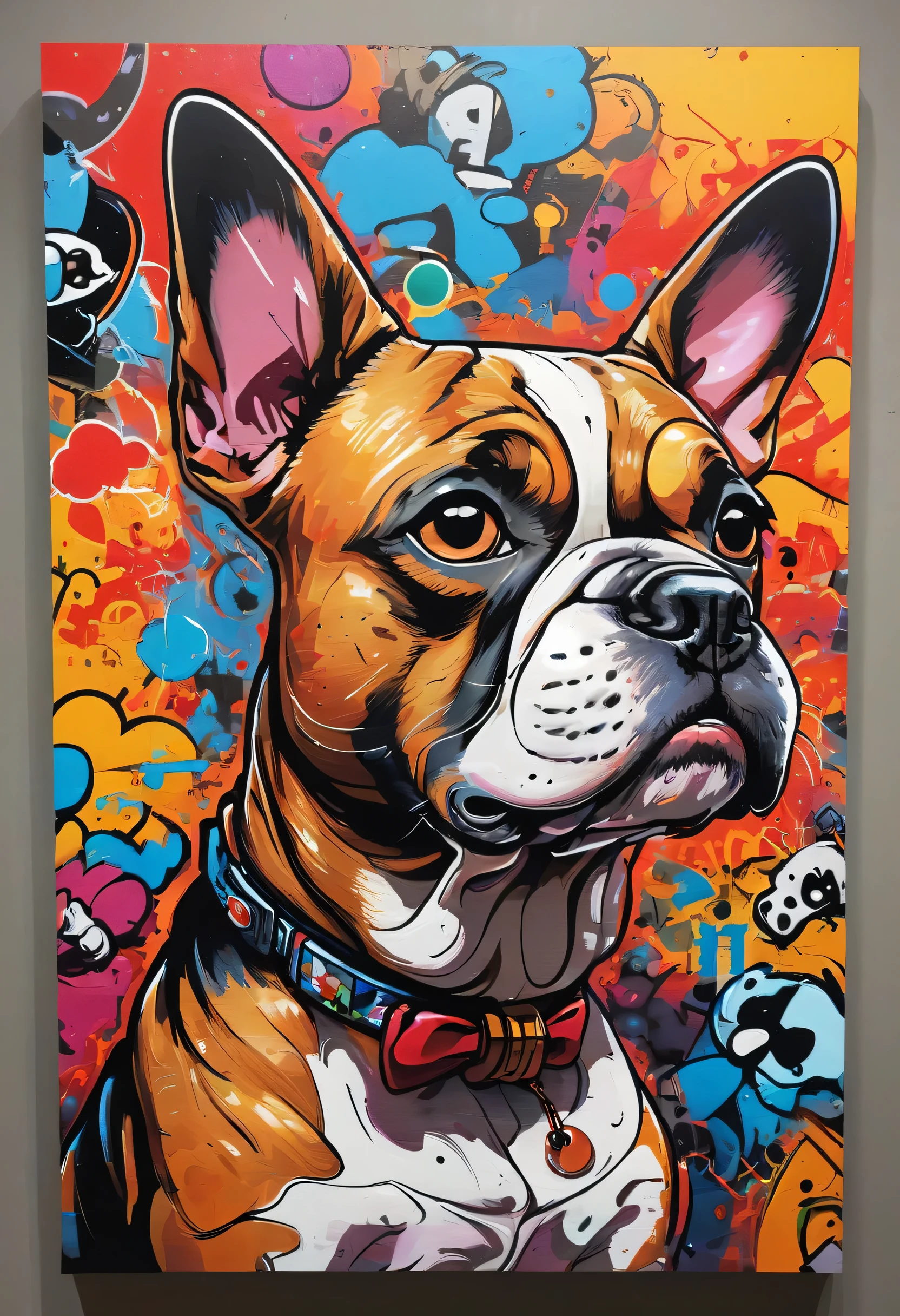 graffiti、graffiti、comic style、((dog))、highest quality、masterpiece、Representative works、official art、professional、super intricate details、8k、best masterpiece、