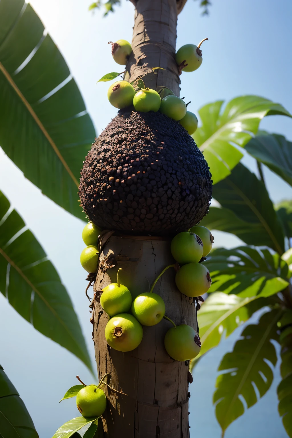 ((Melhor qualidade)), ((obra de arte)), (detalhado), foto, Acai Fruit, folhas da arvore, com agua