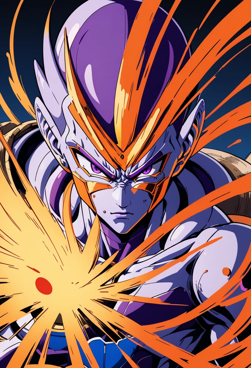 1boy, Frieza, Dragon Ball Z, A ruthless alien tyrant who is responsible for the destruction of Goku's home planet. Frieza is known for his arrogance, sadism, and his multiple transformations that grant him immense power, (masterpiece), (best quality), (ultra-detailed), very aesthetic, illustration, disheveled hair, perfect composition, moist skin, intricate details, anime artwork, anime style, key visual, vibrant, studio anime, highly detailed, Anime line art, lineart, line art, flat colors, flat color