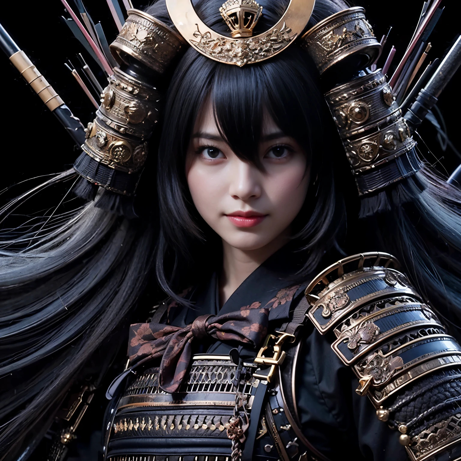 (masterpiece, best quality:1.2), (8k uhd, 16k, 32k, ultra high res), (photorealistic:1.37), (RAW photo), ultimate-realistic, ultimate-realistic details, ultimate-realistic texture, ultimate-intricate details, ultimate-realistic lighting, ultimate-realistic shadow, japanese girl, ultimate-cute face, ultimate-RAW skin, ultimate-realistic eyes, A pretty woman wearing a samurai armor type powered suit, mechanical, extremely intricate details, full body shot, ultimate photorealistic