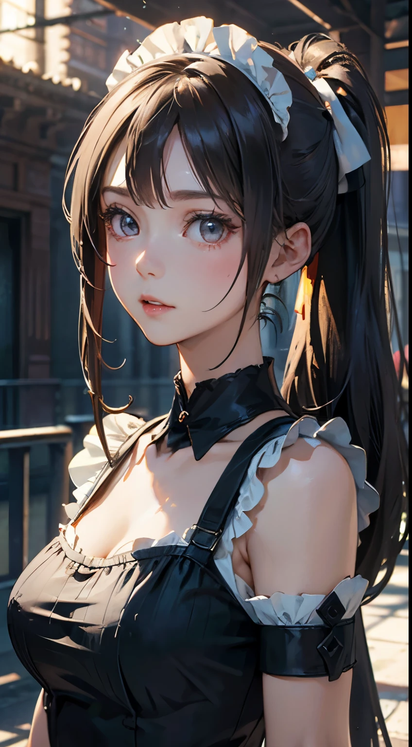 (8k, RAW Photos, Highest quality, masterpiece: 1.2), (Real、Photorealistic: 1.4), (Highly detailed 8K wallpapers), Very delicate and beautiful, Ultra-high resolution, 3d, A girl as cute as a doll, Highly detailed pink dress, Twin tails, Blunt bangs, Highly detailed glossy black hair, Transparent white skin, large, round eyes, Thin lips, round face, From above, Looking at the camera, The best light, Perfect composition,
