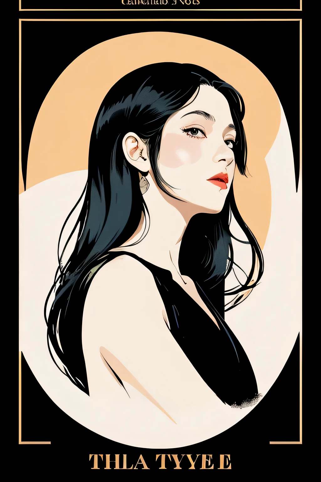 (Masterpiece Art:1.1), (Best Quality), Woman with strapless dress and lipstick, greybackground, With art style by Patrick Nagel, Beautiful, highly detailed painting, (highly detailed incline), (Detailed face), (Detailed eyes:1.1), (Perfect breasts), modelshoot, Professional Photography, Official art, Synth Wave,  8K, hard disk, High quality,  awardwinning, poneyTail,