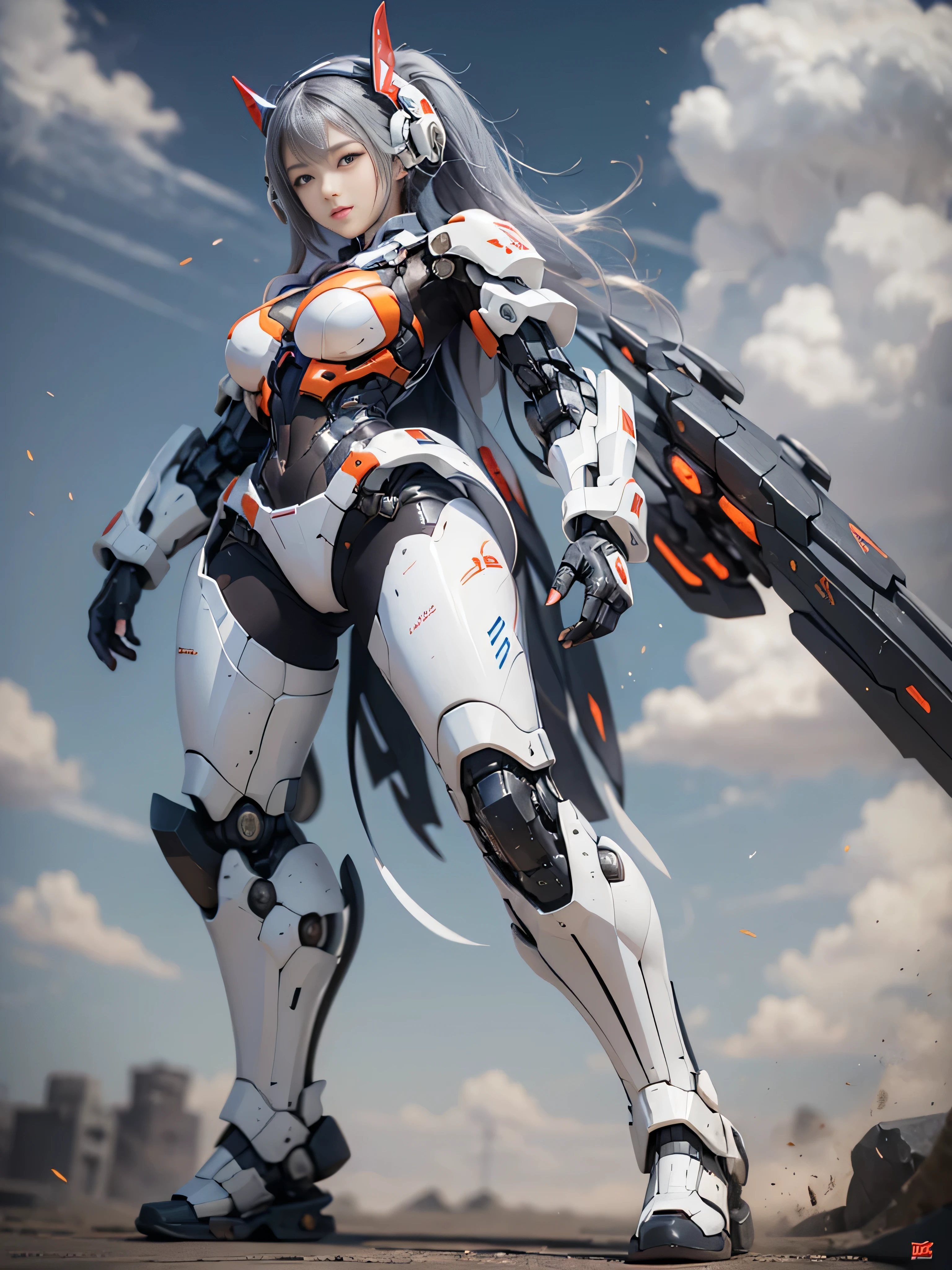 rough skin, Super detailed, advanced details, high quality, 最high quality, High resolution, 1080p, hard disk, beautiful,(war machine),beautiful cyborg woman,Mecha cyborg girl,battle mode,Mecha body girl,She is wearing a futuristic war machine,full body shot