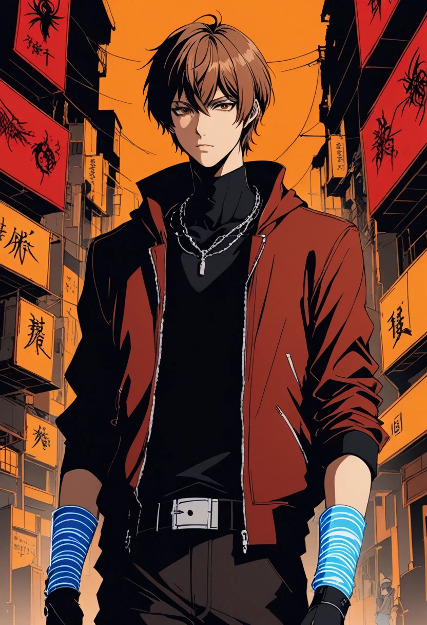 1boy, Light Yagami, Death Note, A brilliant but arrogant high school student who finds a supernatural notebook that grants him the power to kill anyone by writing their name in it. Light uses the Death Note to try and create a utopia, but his actions turn increasingly dark and twisted, (masterpiece), (best quality), (ultra-detailed), very aesthetic, illustration, disheveled hair, perfect composition, moist skin, intricate details, anime artwork, anime style, key visual, vibrant, studio anime, highly detailed, Anime line art, lineart, line art, flat colors, flat color