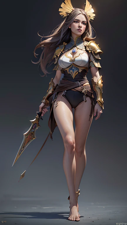 (8K, Best Quality: 1.2), (Masterpiece: 1.37), (Photo, Realism: 1.37), (Ultra High Resolution), Full Body Shot, Perfect Female Body, RAW Picture, 8K, Ultra Detailed, Walking Pose, Shot from the Front, Slow Motion, 21-Year-Old Female Paladin (Perfect Face, Perfect Beauty, Richly Decorated Armor, Big Breasts, Thin Waist, Long Legs, Barefoot Standing), (Highest Quality, Alessandro Casagrande, Greg Rutkowski, Sally Mann, Concept Art, 4k), (simulation: 1.2), (high sharpness), (detailed pupil: 1.1), detailed face and eyes, Masterpiece, best quality, (highly detailed photo: 1.1), realistic photography