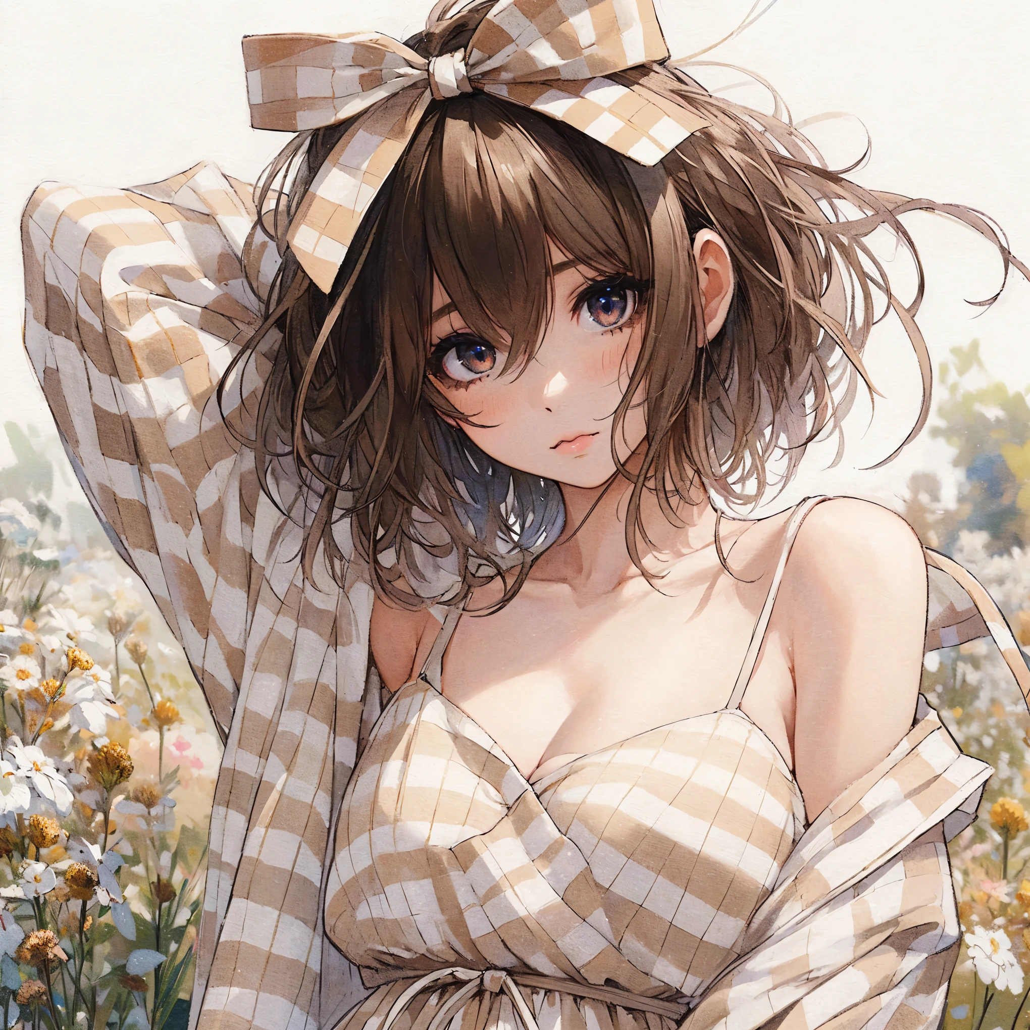 (best quality,4k,8k,highres,masterpiece:1.2),ultra-detailed,(realistic,photorealistic,photo-realistic:1.37),beautiful detailed eyes,beautiful detailed lips,A girl with beautiful eyes, An anime girl wearing a pretty dress, A cute anime wife in a lovely dress, trendy on Pixiv ArtStation, detailed digital anime art, Gwegs on pixiv artstation, a dress wearing , Gwegs' ArtStation pixiv, everyone, beautiful anime girl, cute anime girl, smooth anime CG art, anime style, vibrant colors, soft lighting, detailed drawn beautiful eyes, beautiful cleavage