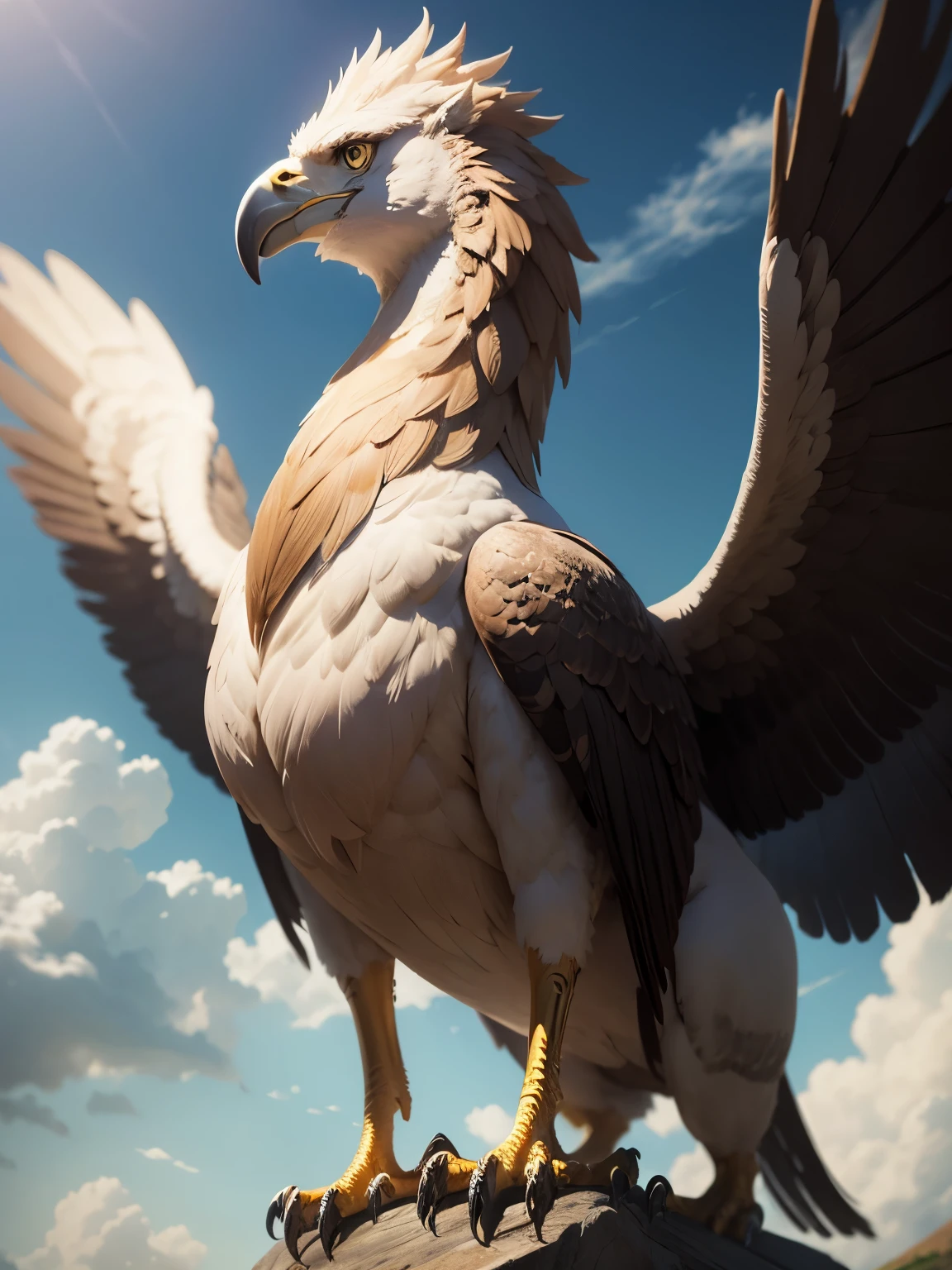 griffin, mythical beast, four legs, two wings, hawk head, ultra detailed, high quality, 8k resolution