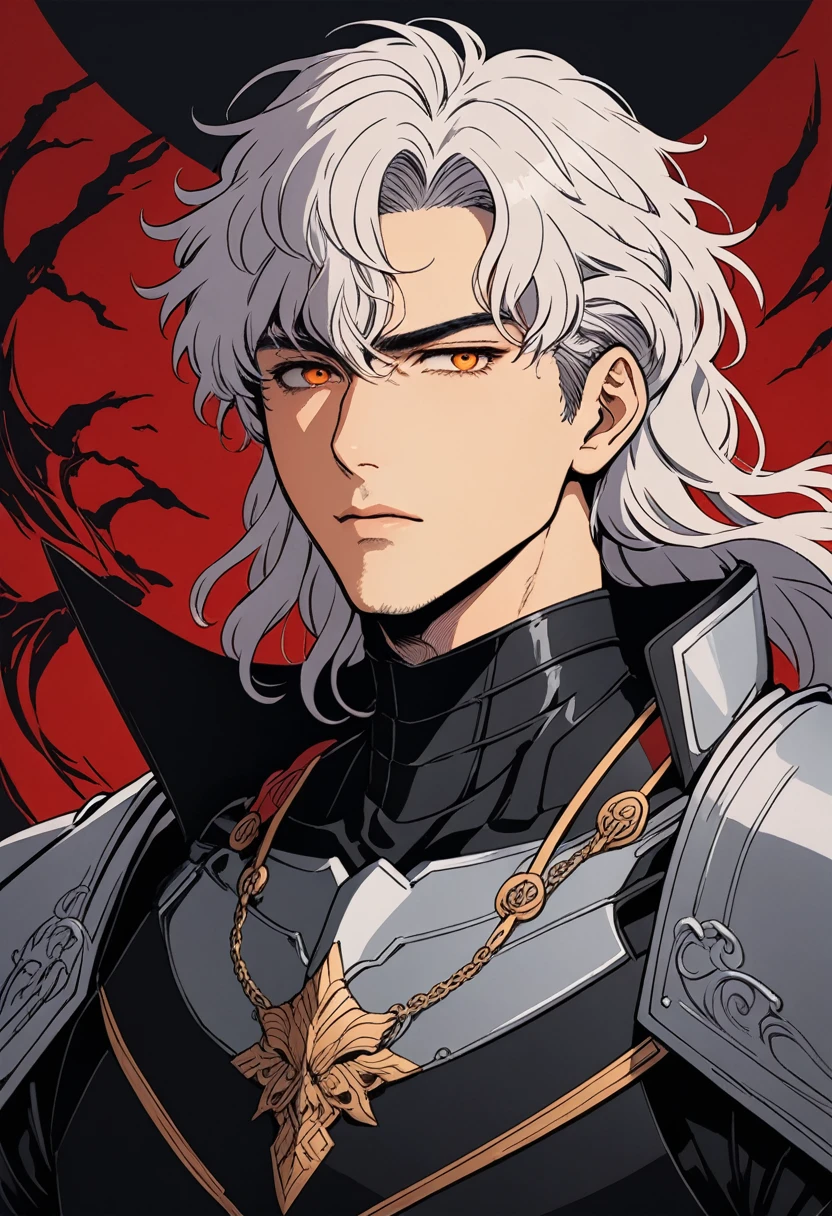 1boy, Griffith, Berserk, A charismatic swordsman and leader who is willing to sacrifice anything to achieve his dream. Griffith's ambition and ruthlessness make him a complex and compelling villain, (masterpiece), (best quality), (ultra-detailed), very aesthetic, illustration, disheveled hair, perfect composition, moist skin, intricate details, anime artwork, anime style, key visual, vibrant, studio anime, highly detailed, Anime line art, lineart, line art, flat colors, flat color