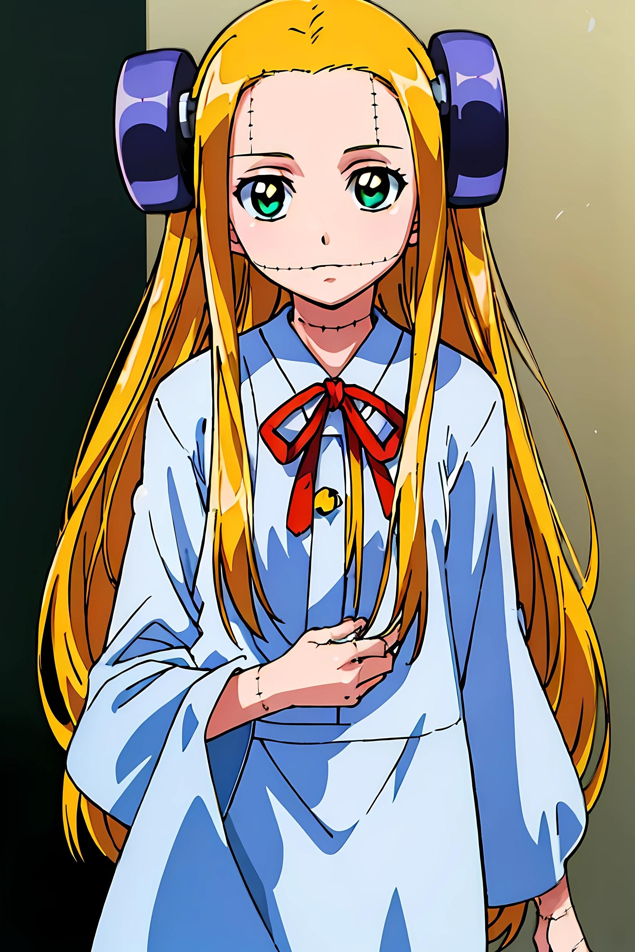 (highest quality:1.3),(ultra-become familiar with:1.5),High resolution,extremely become familiar with CG,unity 8k wallpaper,official art,become familiar with,super become familiar with skin,perfect anatomy,beautiful become familiar with eyes,(anime screenshot:1.11),very delicate and beautiful,(90s anime,90s anime style,cel shaded anime:1.17),1 girl,anmnr,
((madaraki_fran:1.52)),stand,awkward,Mad hatter ,surgeon ,Wrinkle,Concerned, long hair , light yellow hair,stitch , body scars , creepy look , scary eyes , intimidating appearance , creepy smile , bags under eyes, ((((nervous))))