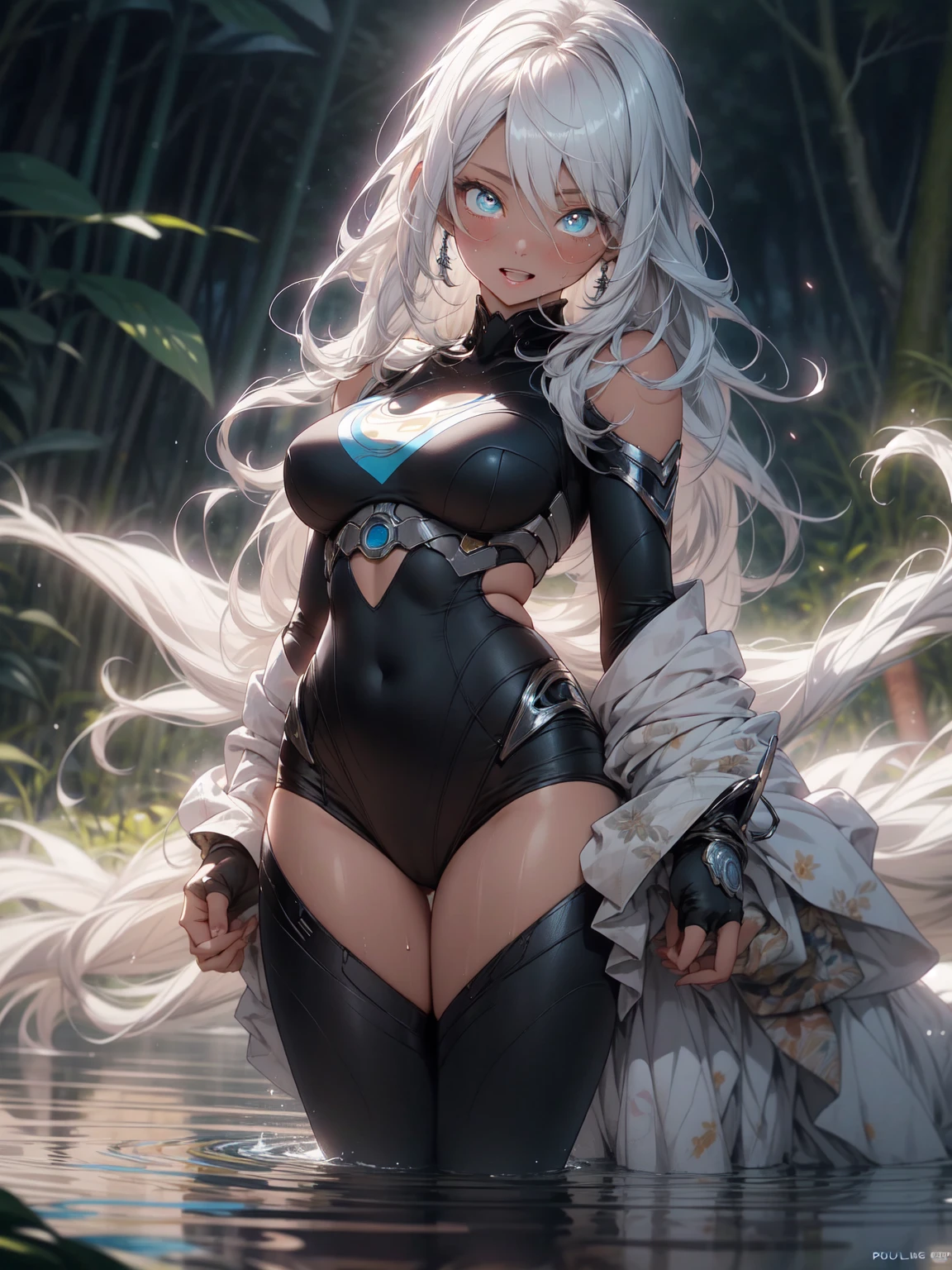(Raw photo, highest quality), Highly detailed CG Unity 8K wallpaper,fractal art、ink,amazing,movie lighting,lens_flare,Dunhuang_style,Beautiful woman, アルフォンス・ミュシャのstyle, light reflection, oil, volumetric lighting,sexy big breasts exposed,1 female,36 years old,huge breasts, solo, super girl,Wearing a sexy bikini Superman uniform, coniferous forest, she has long flowing hair, nakedの性器, standing on one's own feet,the biggest,wet straight hair,sweat a lot,Full body soaked,frontage, hair straight, mostly cloudy sky,(((master piece),(Highly detailed CG Unity 8K wallpaper),best quality,cinematic lighting,Detailed background,beautiful and fine eyes,bright pupils,(very elegant and beautiful),(Beautiful and detailed eye depiction),super detailed,master piece,)),towards the camera,High resolution,super detailed),beautiful feet,very long hair,legs open,emotional expression,opened mouth,flushed complexion,sagging chest,naked, bulge,expose one's genitals,expose one's chest,camel toe,without pants,very big breasts,very colorful,most detailed,full body photo,My face became brighter