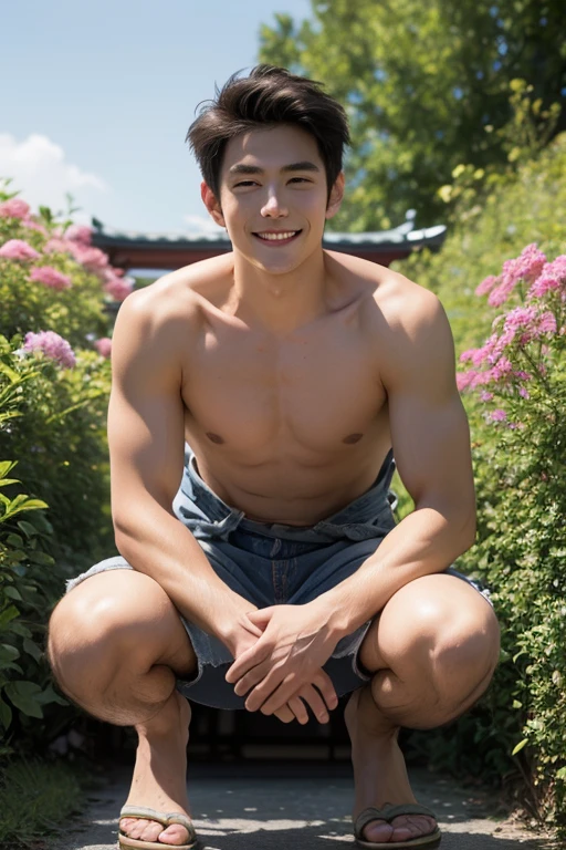 ハンサムなmale性, cast a shadow, anaglyph, stereogram、Thin macho、smile、Japanese、若いmale、highest quality,Ultra high resolution output image), (8K quality),(Image mode Ultra HD),nikon, 8K,Cherry tree、Garden Style、Cat、whole body、opened my eyes、foot length Blue sky、clavicle,beautiful fingers,whole bodyポートレート,(フォトreal:1.3),(Raw photo)、cool、cute、美しいsmile、beautiful fingers、boast、Realistic、real、male、man、Men、汗臭いmale、日本male児