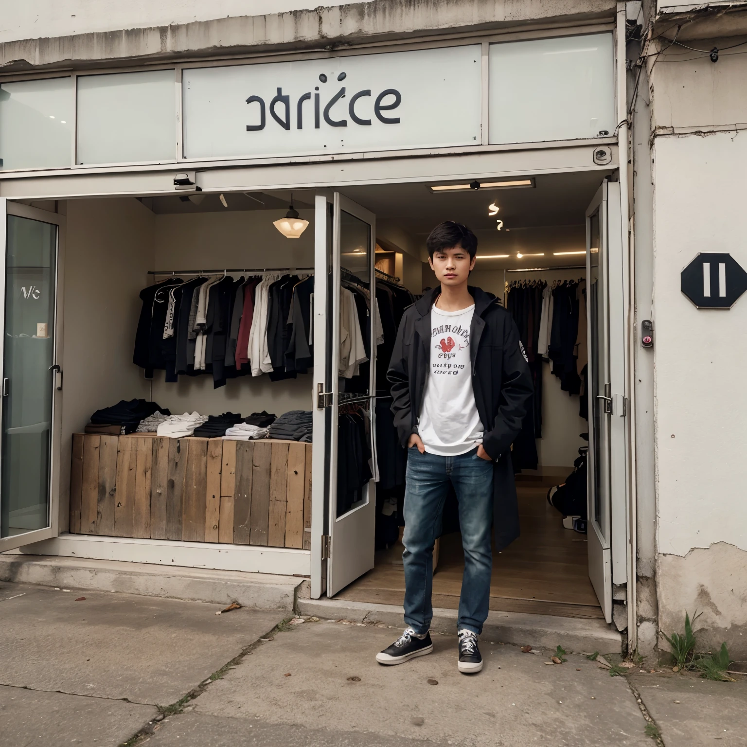 A clothing shop at a roadside with SON OF GRACE written on top
