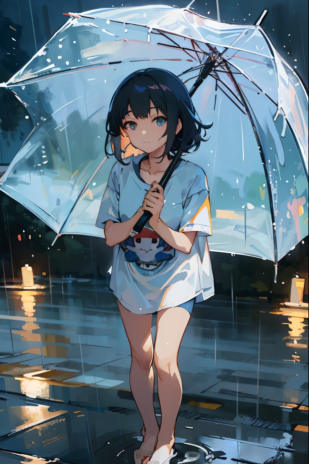 Anime girl holding an umbrella in the rain, Anime Art Wallpaper 4k, anime art wallpaper 4k, anime style 4k, anime art wallpaper 8k, Makoto Shinkai Cyril Rolando, By Yumi, guweiz style artwork, 4k anime wallpaper, Digital animation illustration, anime style illustration, 4k comic wallpaper