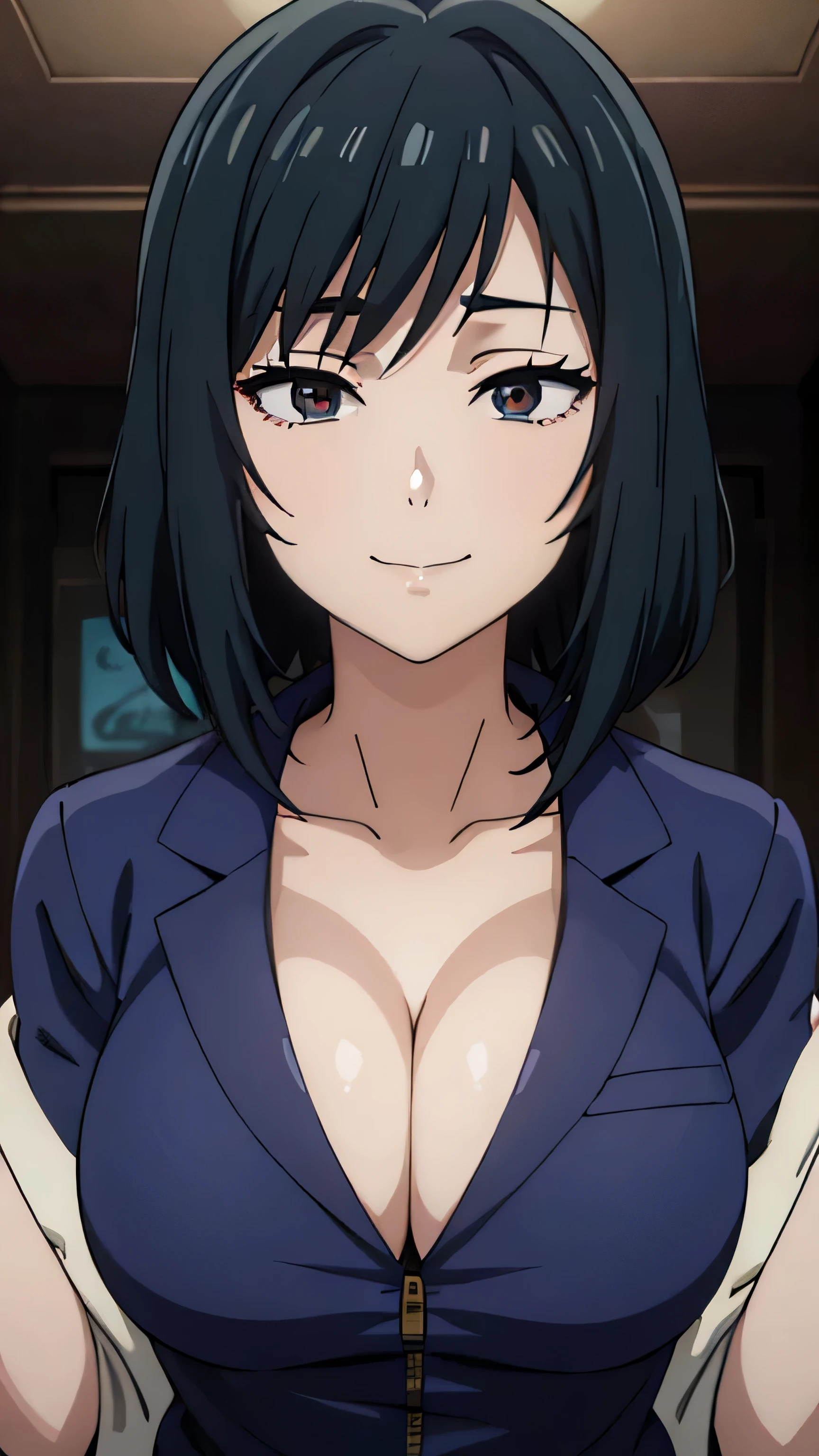 (((masterpiece))),fuyumi itadori, Anime girl characters, 1girl, solo, looking at viewer, medium hair long sleeves, cleavage, bigger breasts, closed mouth, collarbone, jacket, open clothes, open jacket, blue jacket, ground vehicle, sports bra, tall girl, horny, big ass, beautiful face,Charming, anime visual of a cute girl, screenshot from the anime film, & her expression is solemn, ahegao face, in the anime film, in an anime, anime visual of a young woman, she has a cute expressive face, still from anime, perfect breasts, she is tall, All bodies visible, ahegao face, the face is ahegao, she is horny, A perverted face, she so perverted, she smile so perverted, hd picture, 4k quality, details of the face is so good,bigger breasts,she is tall, the face are so details, like anime boku no hero academia, she is tall, Standing pose,All bodies visible,
