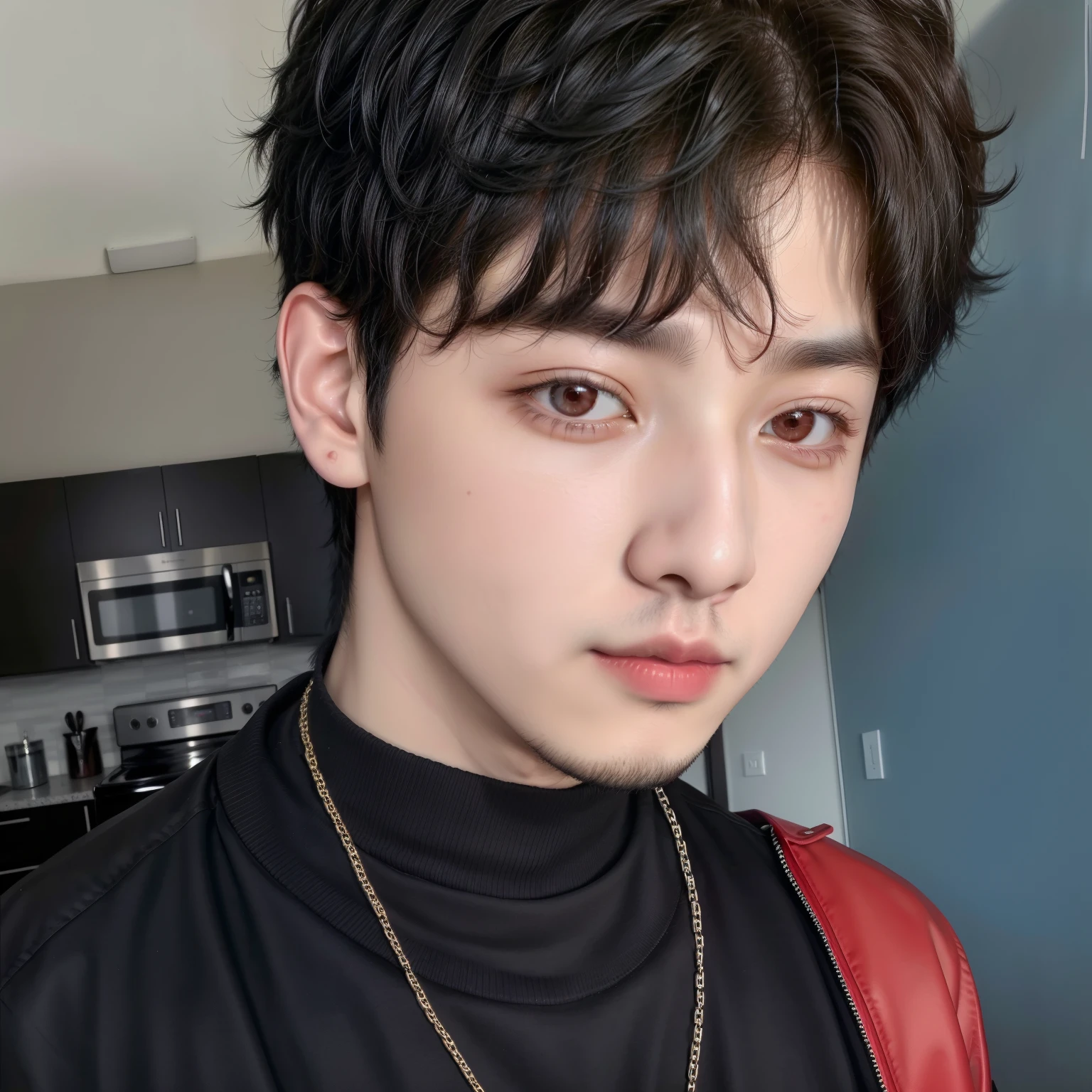 arafed man with a black shirt and a red jacket, jungkook, cai xukun, jinyoung shin, hyung tae, hong june hyung, taejune kim, inspired by jeonseok lee, headshot profile picture, wan adorable korean face, male ulzzang, black haired yoongi, yanjun chengt, taken in the early 2020s