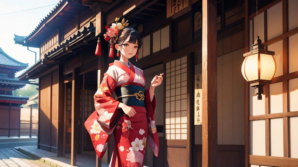 Japan、Kyoto、Oiran, Geisha walking down the street, kimono, beautiful