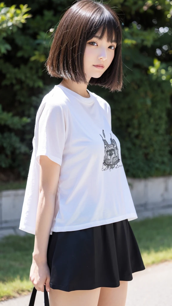 Anime d une belle femme japonaise avec des longs cheveux noires avec une forte poitrine habillée en mini t-shirt blanc et une mini skirt rouge à carreaux noire avec une valise noire sortant de l aéroport avec un jeune homme grand un peu mince avec les cheveux noirs court en veste noire et une cravate noire 